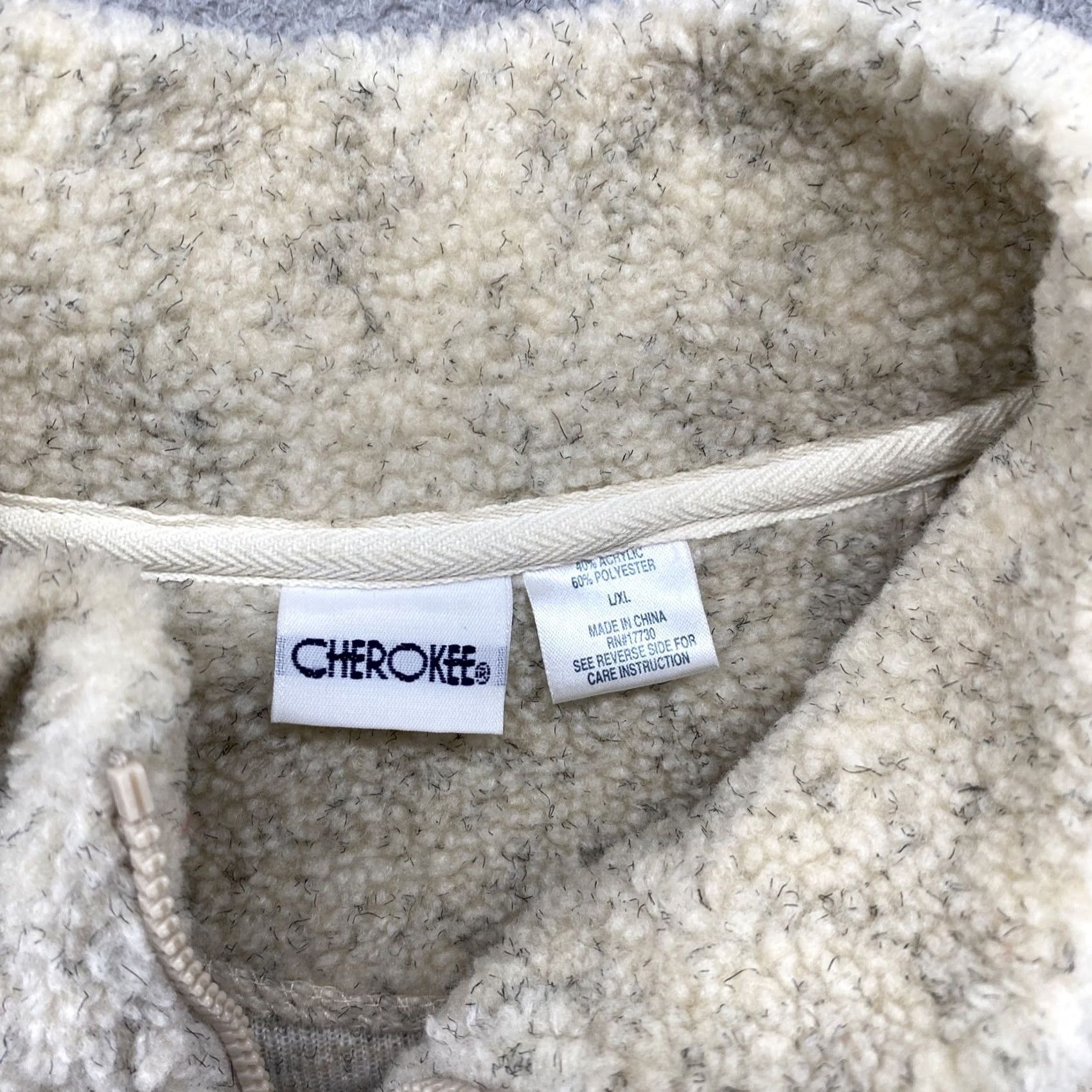 Cherokee Cherokee Sherpa 1/4 Zip Long Sleeve Jacket Pockets Polyester & Acrylic Size L Ivory Mens Vintage Size US L / EU 52-54 / 3 - 4 Thumbnail