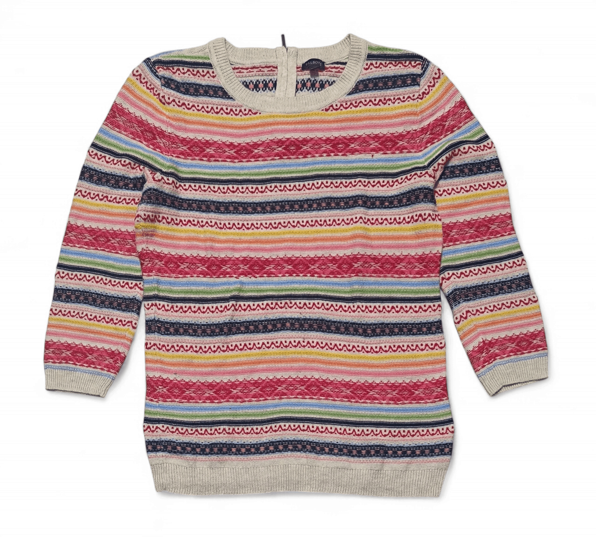 Talbots Vintage 90s TALBOTS Women's Ethnic Striped Long Knit Sweater Size M / US 6-8 / IT 42-44 - 2 Thumbnail