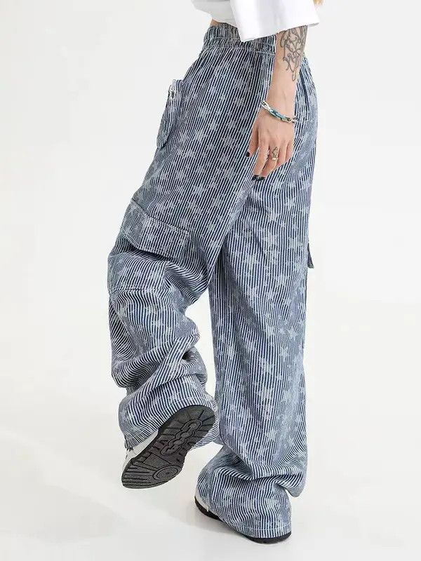 VIBE Blue hip hop multi star corduroy pants Size US 30 / EU 46 - 6 Thumbnail
