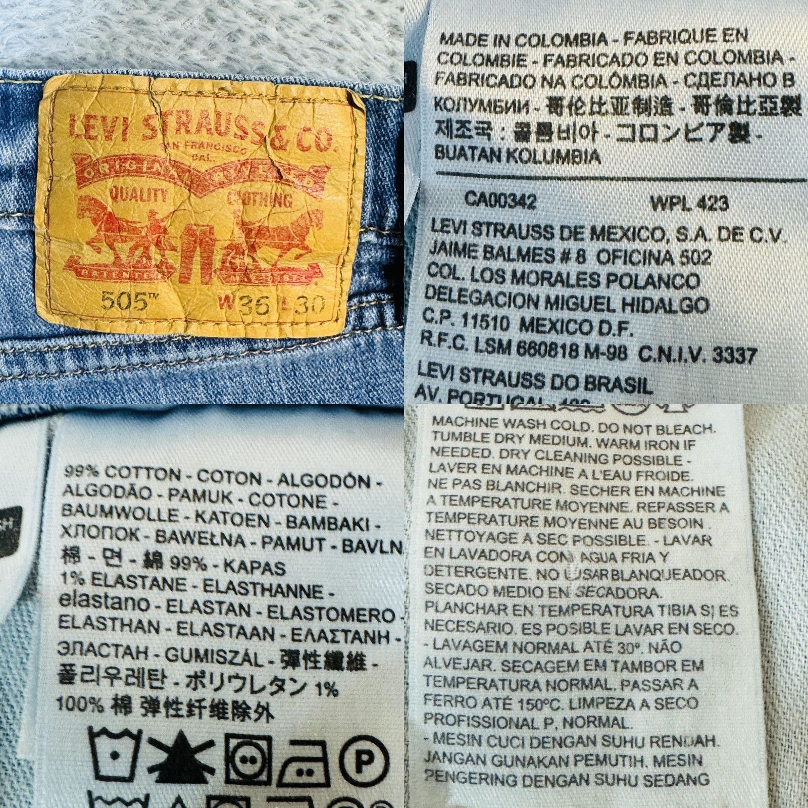 Levi's Levi's 505 Jeans Mens Regular Zip Fly Straight Light Blue Wash 30in Inseam 36W 30L Denim Cotton Elastodiene Size US 36 / EU 52 - 8 Thumbnail