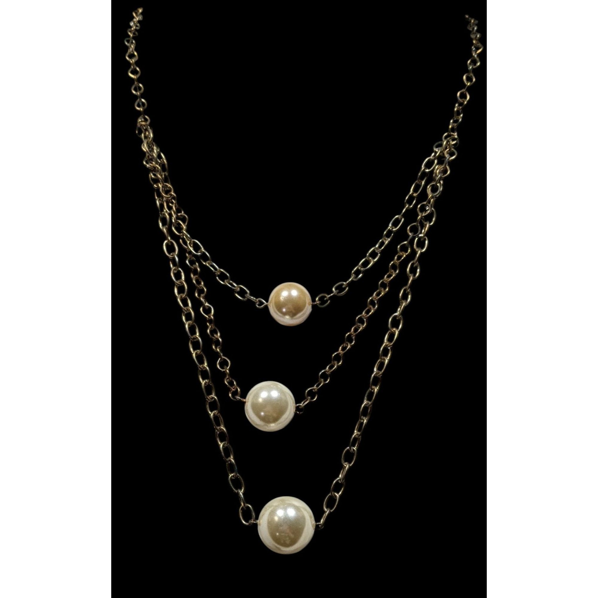 Other Vintage Glam Layered Chain Necklace With Faux Pearls Size ONE SIZE - 1 Thumbnail