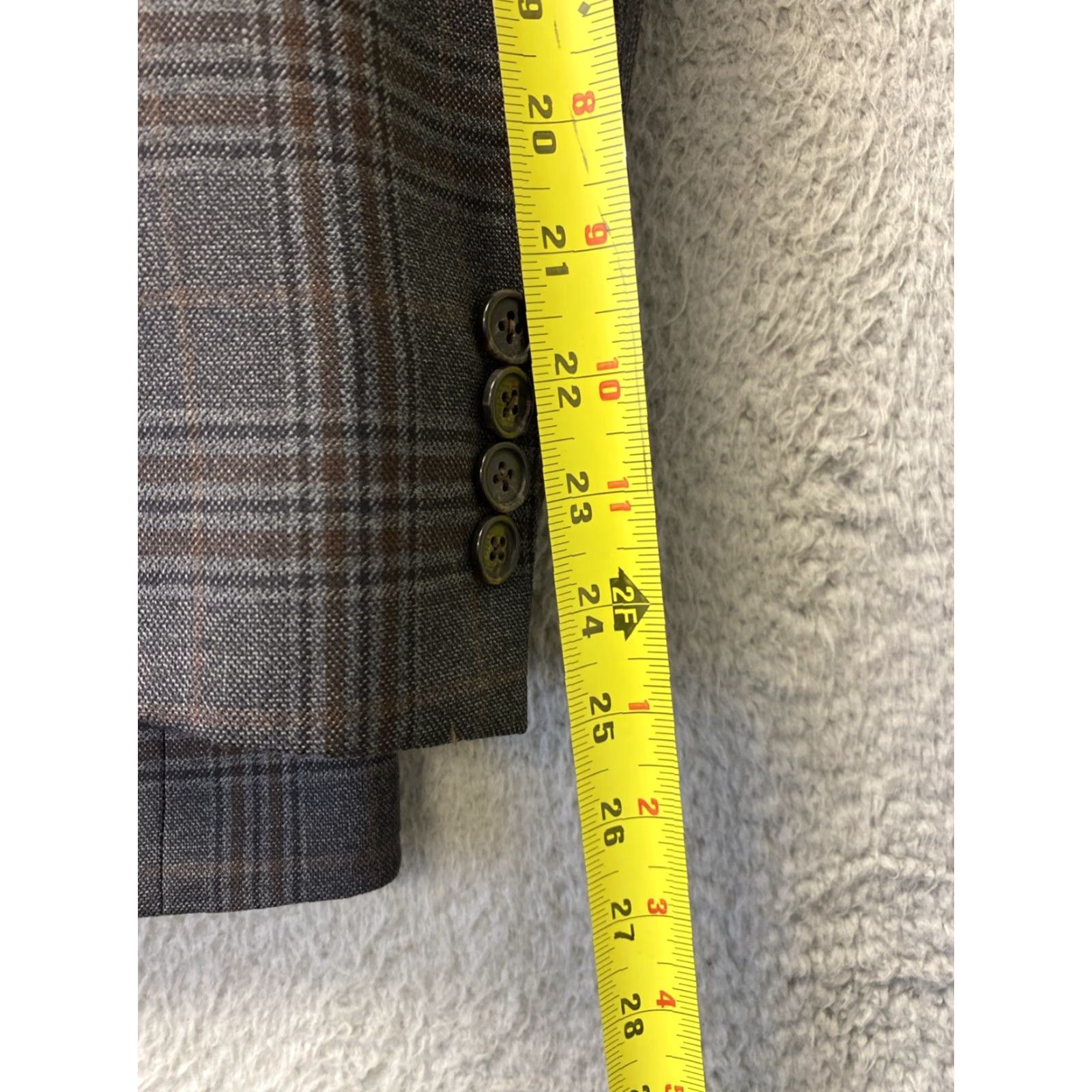Ralph Lauren RALPH LAUREN VINTAGE Blazer Jacket 46R Glen Plaid Brown Gray Wool Classic Mens Size 46R - 5 Thumbnail