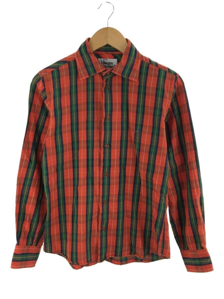 image of Vivienne Westwood Checkered Orb Shirt in Orange, Men's (Size Small)