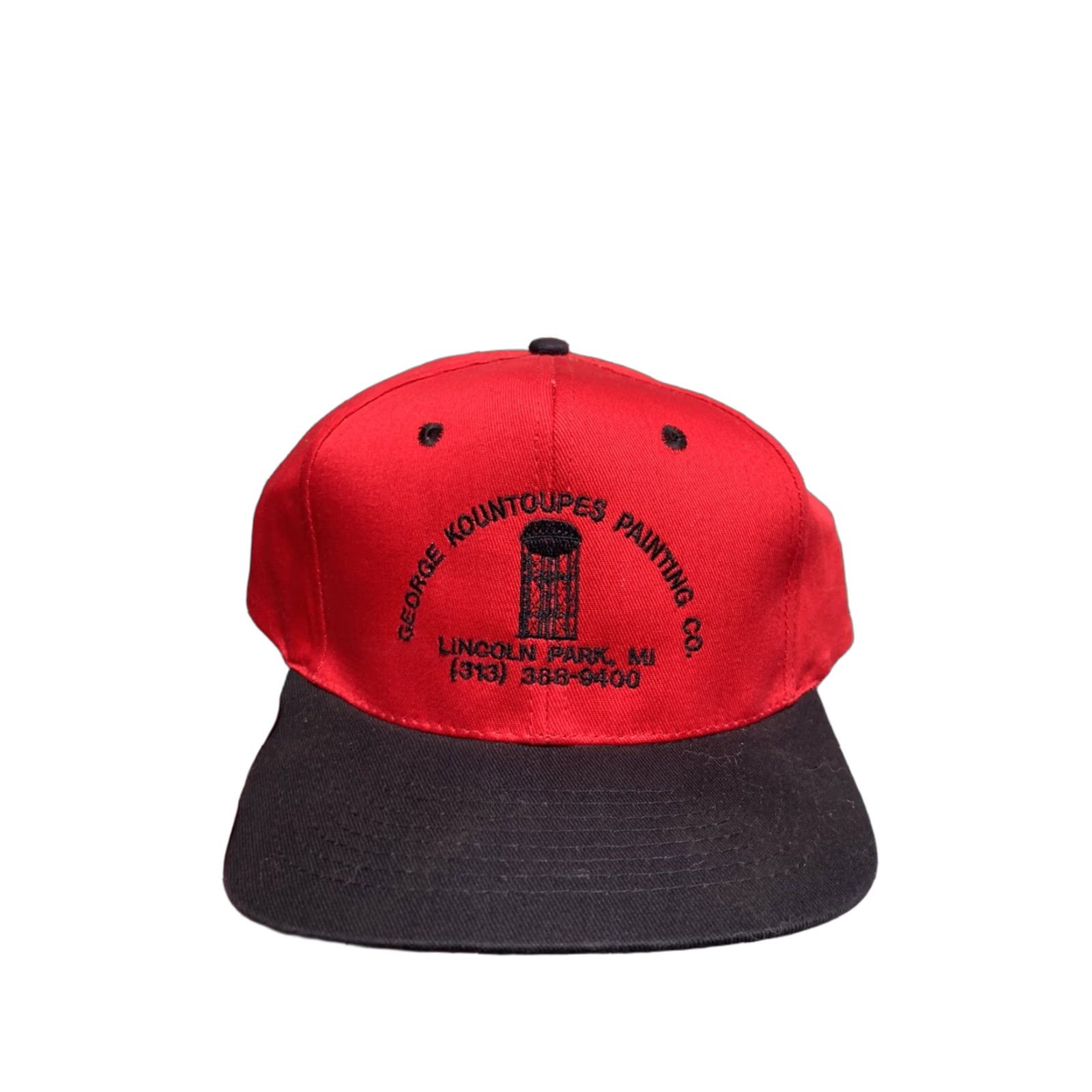 George VINTAGE George Snapback Hat Men Adjustable Red Detroit Lincoln Park 313 Painting Company Cap NOS Size US M / EU 48-50 / 2 - 1 Thumbnail