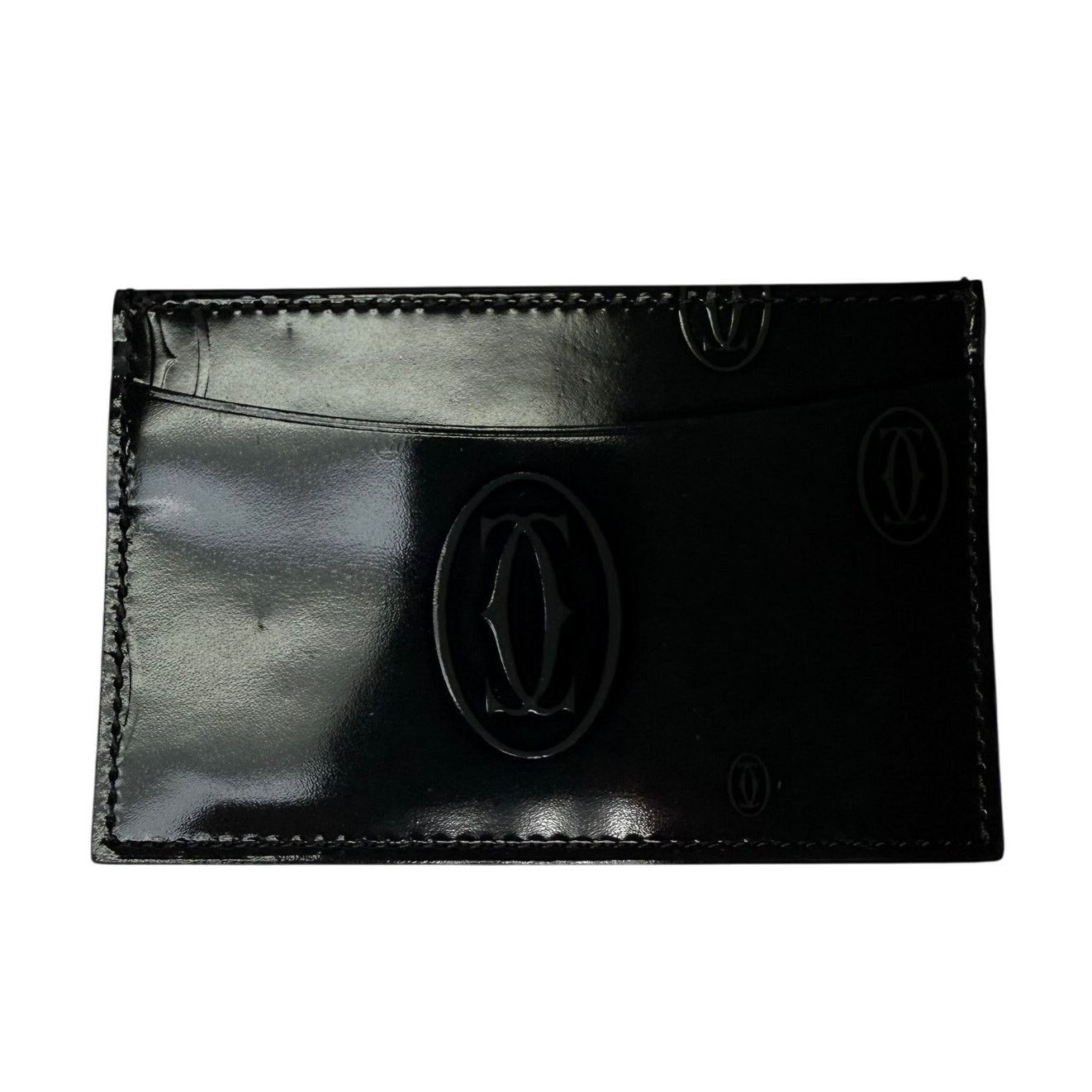 RARE Cartier Black Patent Leather Card Holder Black
