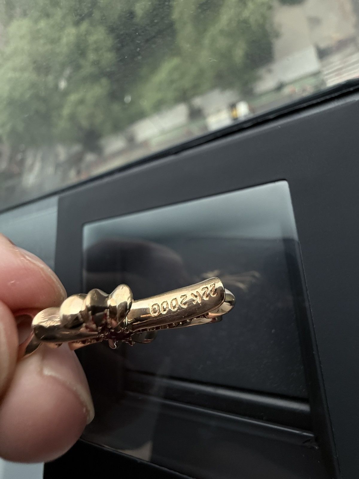 Chrome Hearts Yellow gold tiny fat cross with ruby stone Size ONE SIZE - 7 Thumbnail
