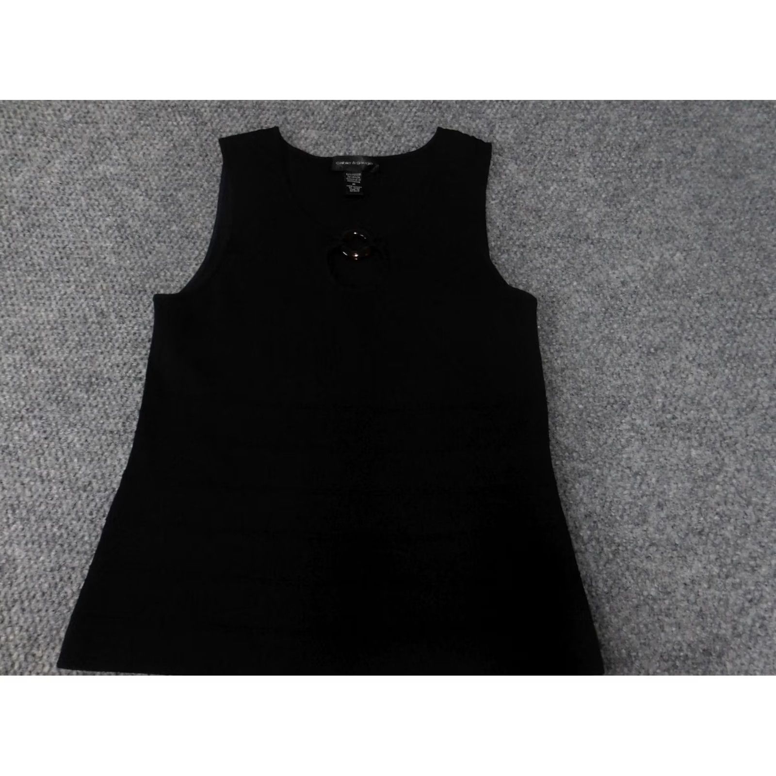 Vintage Cable & Gauge Blouse Womens Medium Black Crew Neck Pullover Casual Sleeveless Cotton Polyester Rayon Stretch Regular Basic Classic Size M / US 6-8 / IT 42-44 - 2 Thumbnail