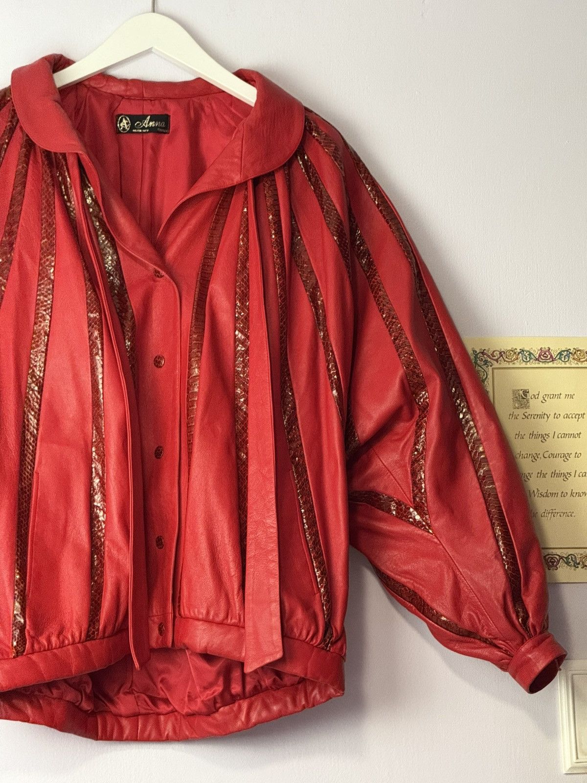Vintage Vintage Vera Pelle Snake Skin Leather Red Jacket 80s MJ Size US L / EU 52-54 / 3 - 2 Thumbnail