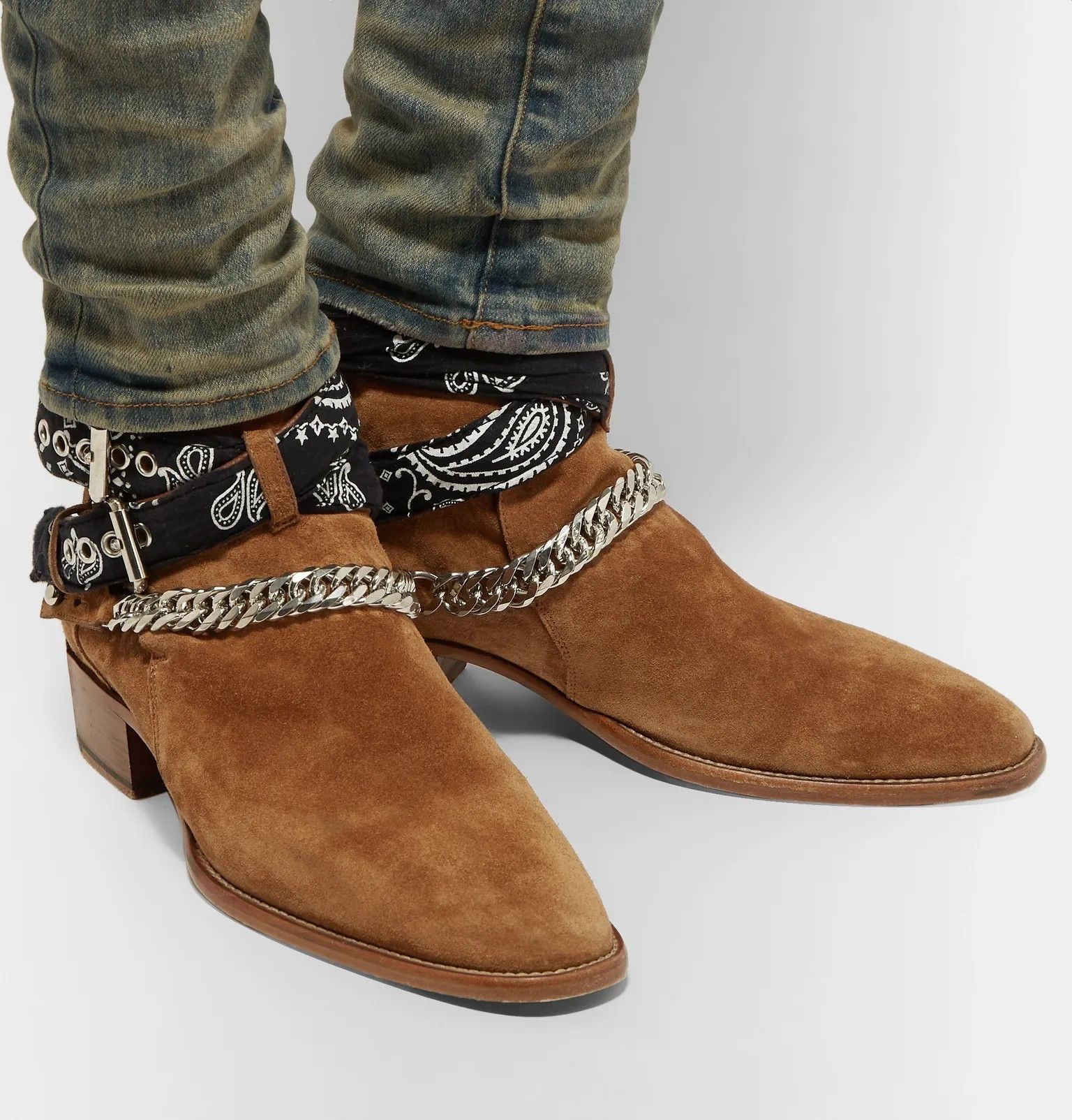 Amiri oc11z0225 Embellished Suede Jodhpur Boots in Brown Size US 9 / EU 42 - 5 Thumbnail