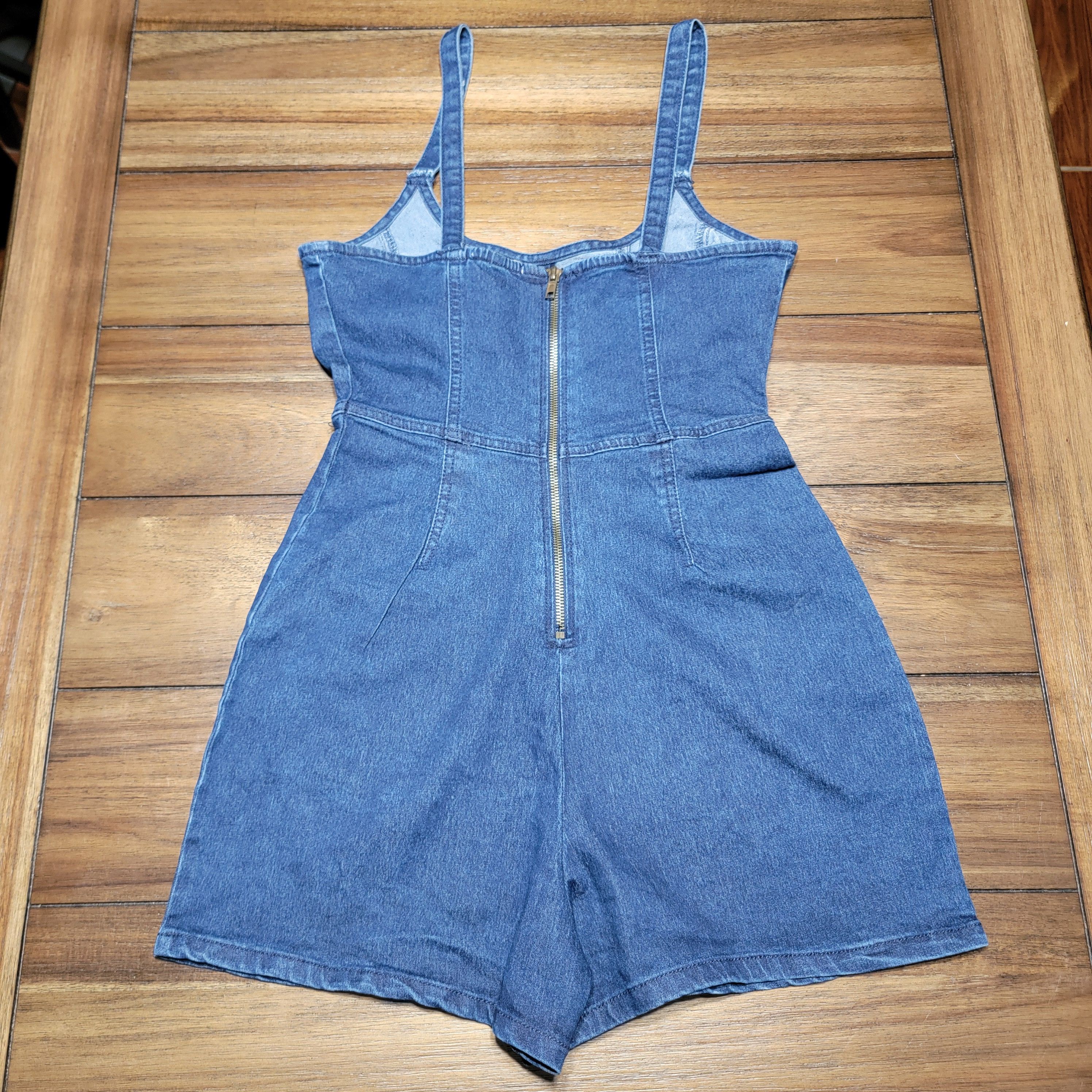 Other Derek Heart Denim Shorts Overalls Zipper Back - Size Medium Size 26" / US 2 / IT 38 - 3 Thumbnail