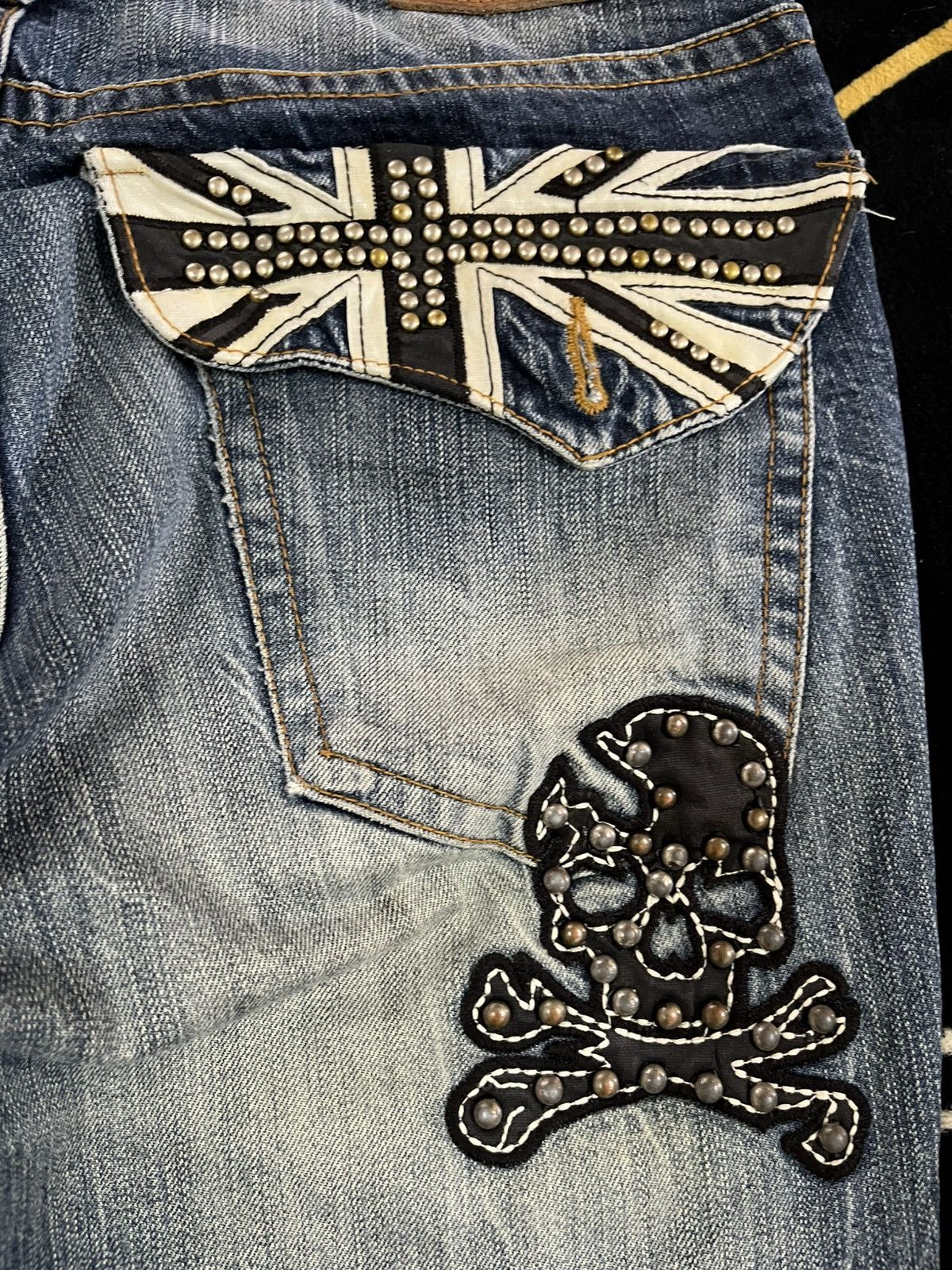 POST ARCHIVE FACTION (PAF) Vintage Clouds72 Studded Skull Patches Denim Size US 33 - 12 Thumbnail