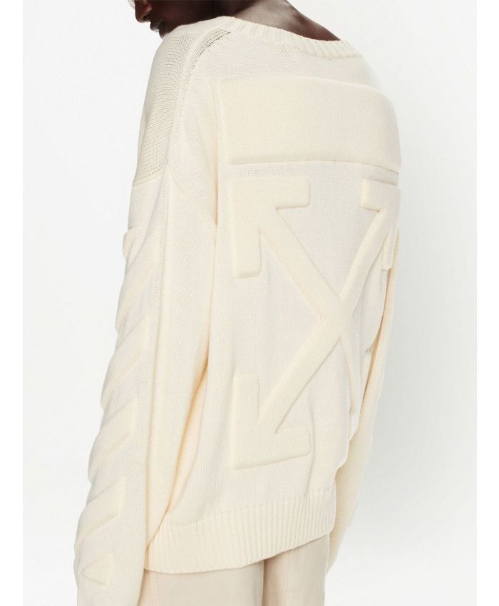 Off-White o1gr1nt0125 3D Diag Knit Crewneck Sweater in Beige Size US M / EU 48-50 / 2 - 2 Thumbnail
