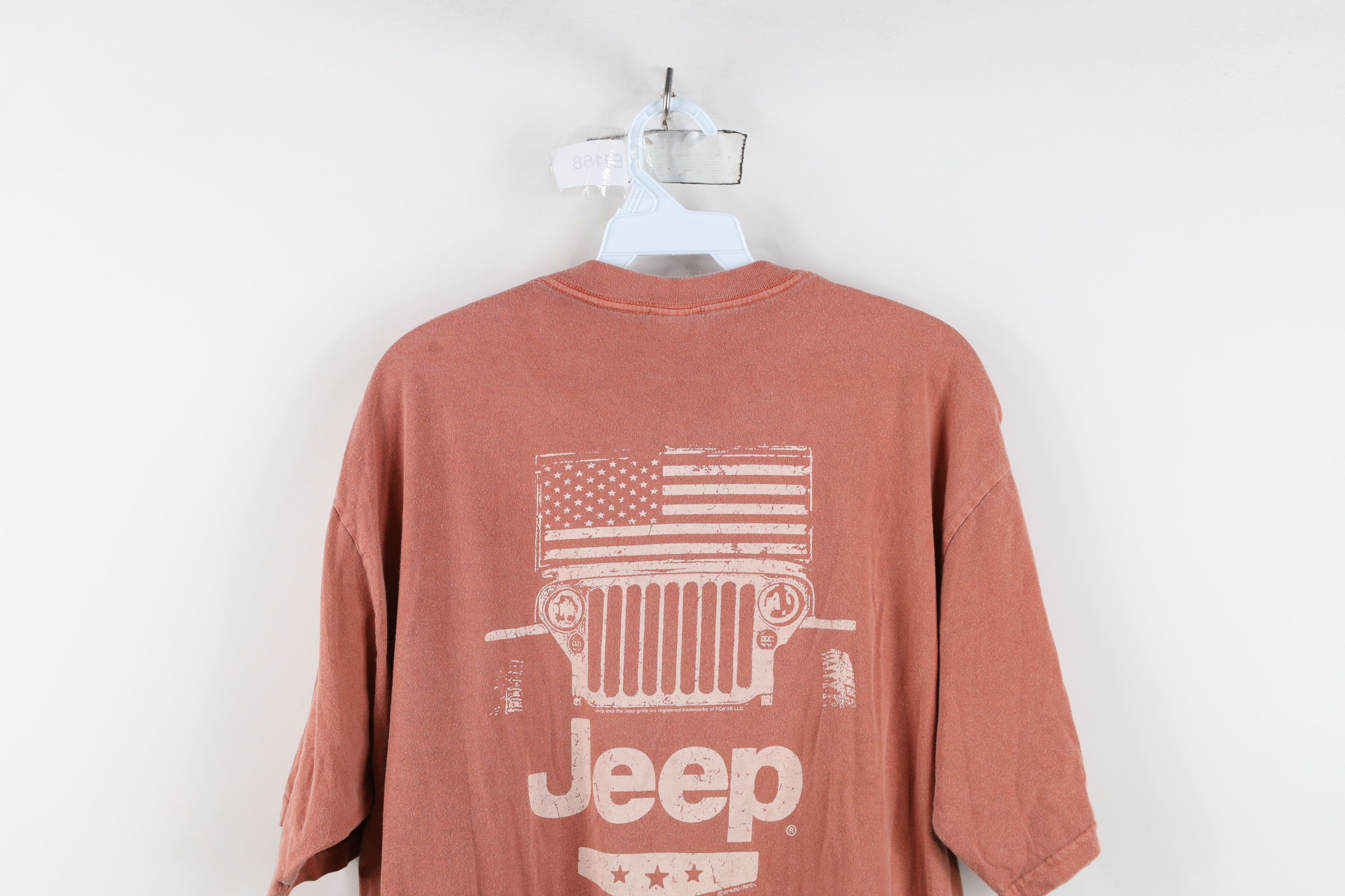 Vintage Vintage 90s Y2K Pigment Dye Jeep Motors T-Shirt Red Orange Size US L / EU 52-54 / 3 - 14 Thumbnail