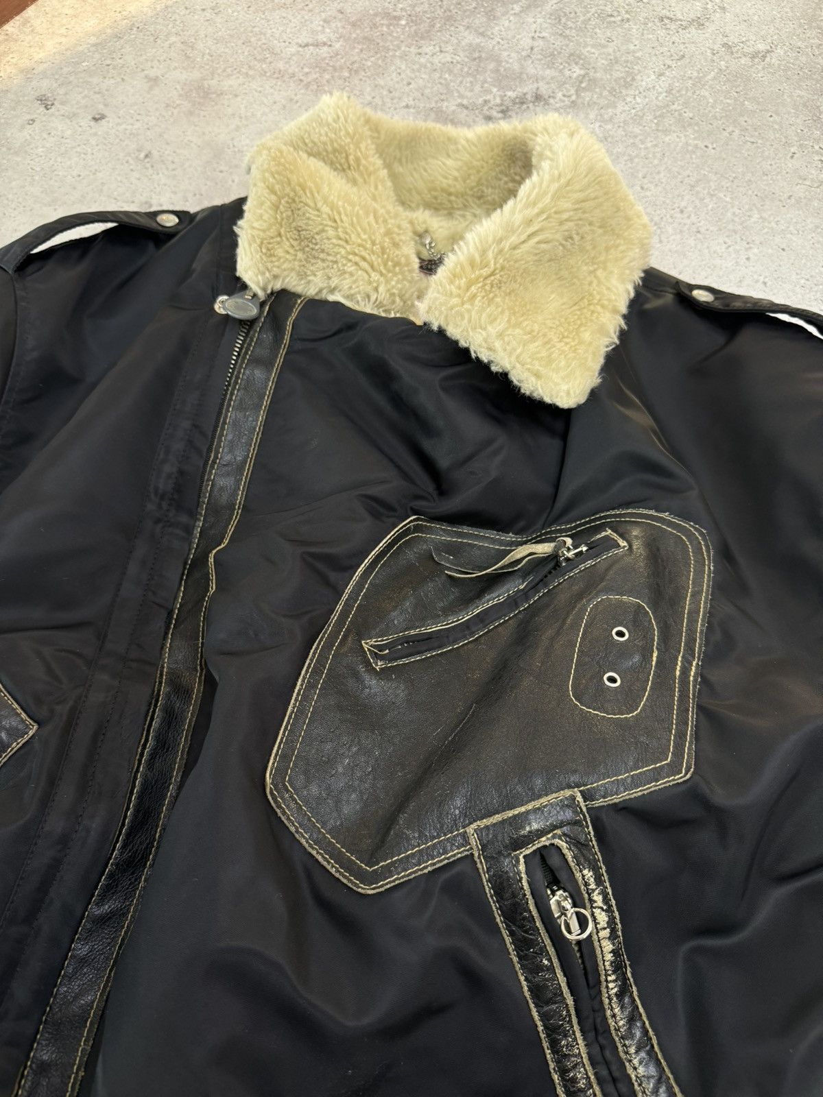 Diesel Vintage Asymmetric Diesel Leather Inserts Jacket Size US XL / EU 56 / 4 - 10 Thumbnail