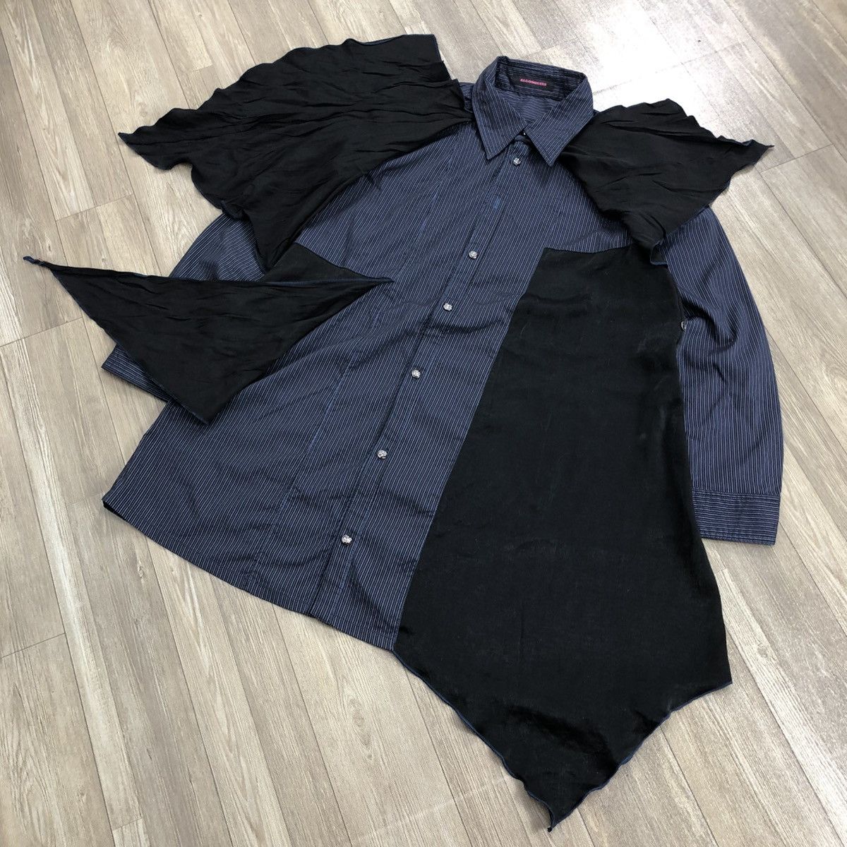 If Six Was Nine × Japanese Brand × Le Grande Bleu (L.G.B.) 2000s Algonquins Bondage Punk LGB GOA Striped Button Up Size US M / EU 48-50 / 2 - 3 Thumbnail