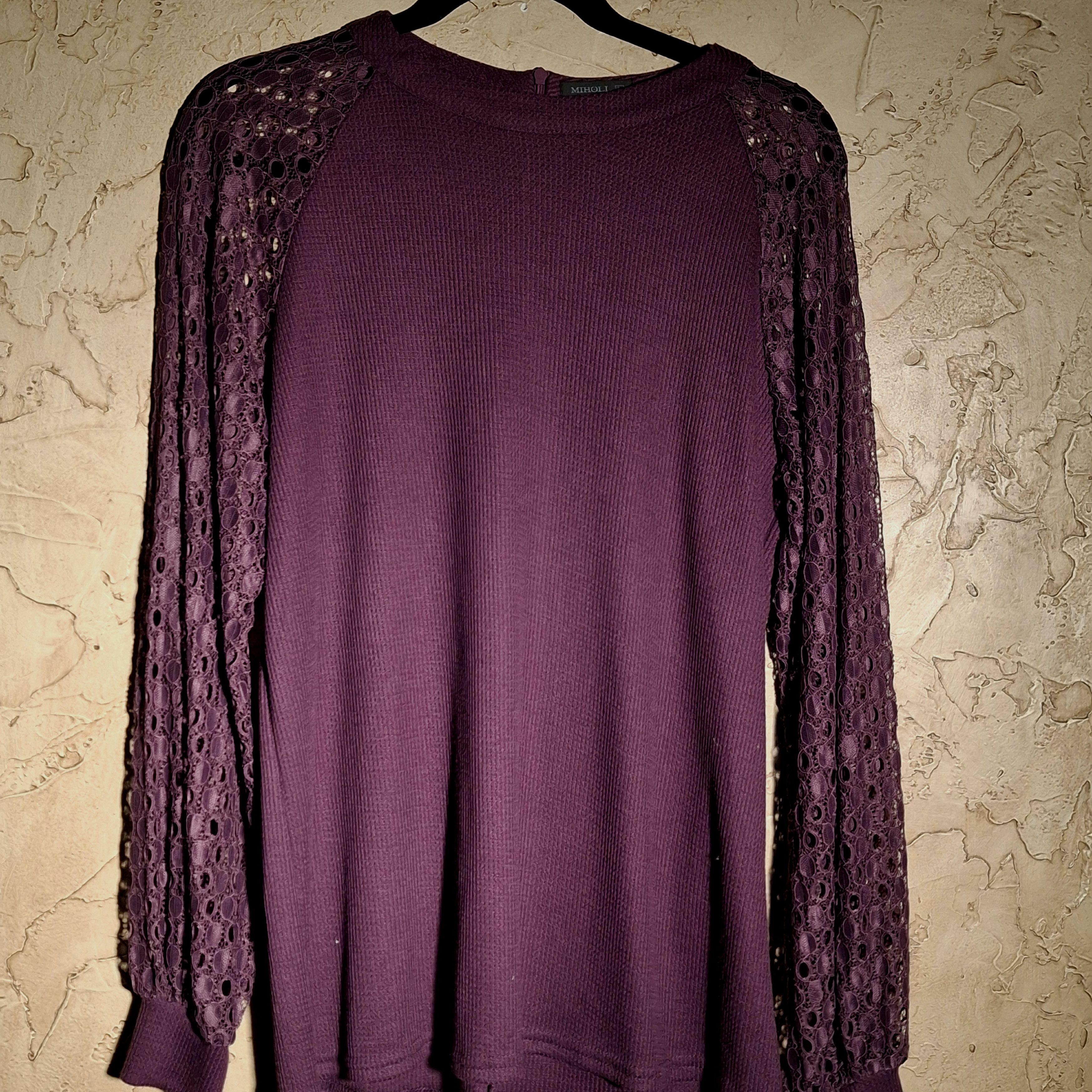 Other lace sleeved purple knit shirt Size L / US 10 / IT 46 - 1 Thumbnail