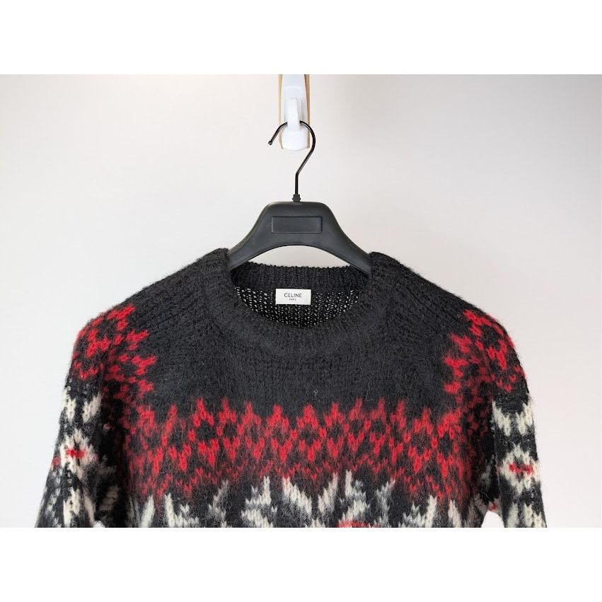 Celine o1rshd1 Boxy Crew Neck Sweater in Snowflake Jacquard Wool Size US S / EU 44-46 / 1 - 3 Thumbnail
