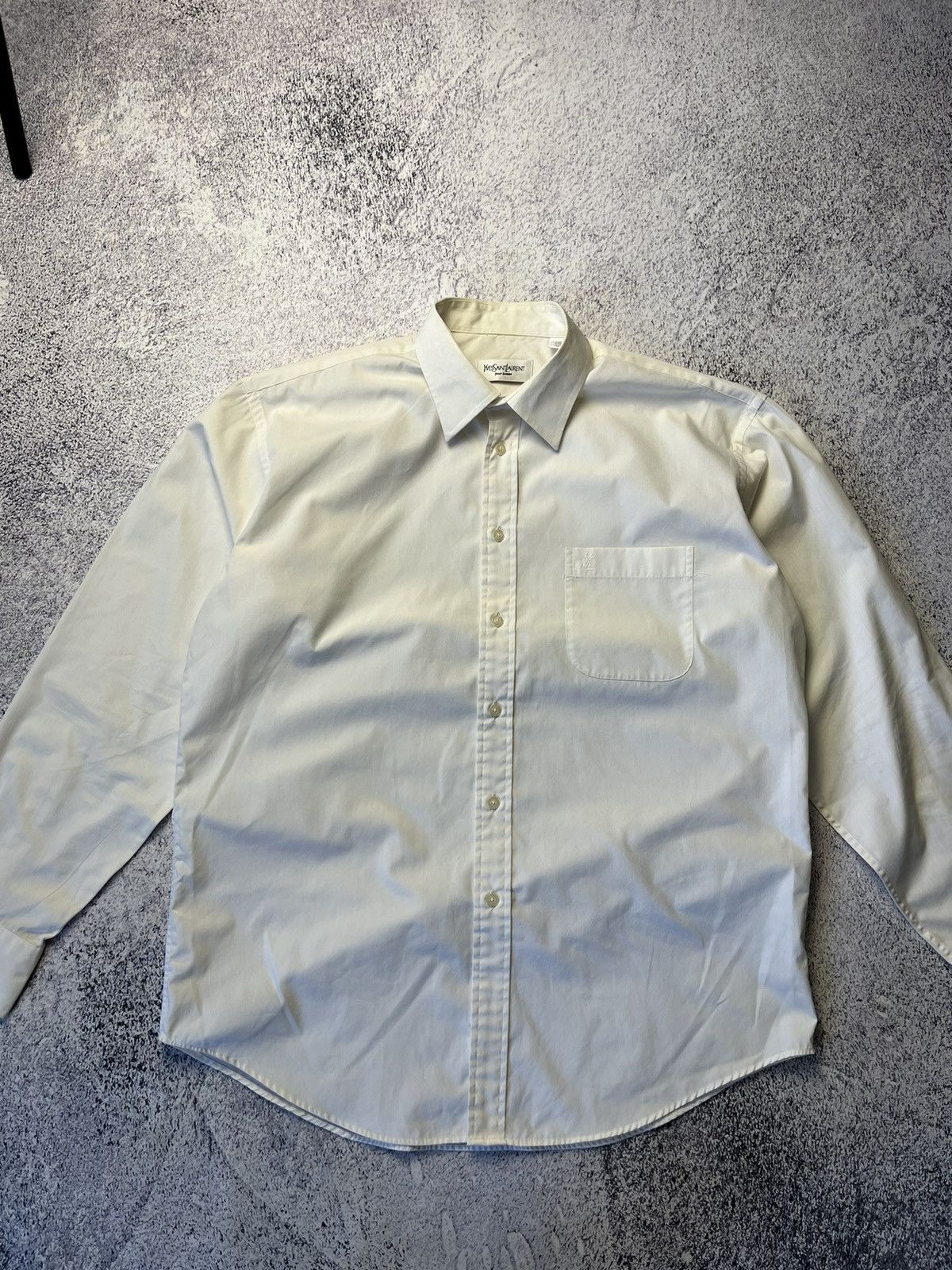Yves Saint Laurent Shirt Yves Saint Lauren Vintage Mini Logo Button Up White Size US M / EU 48-50 / 2 - 3 Thumbnail