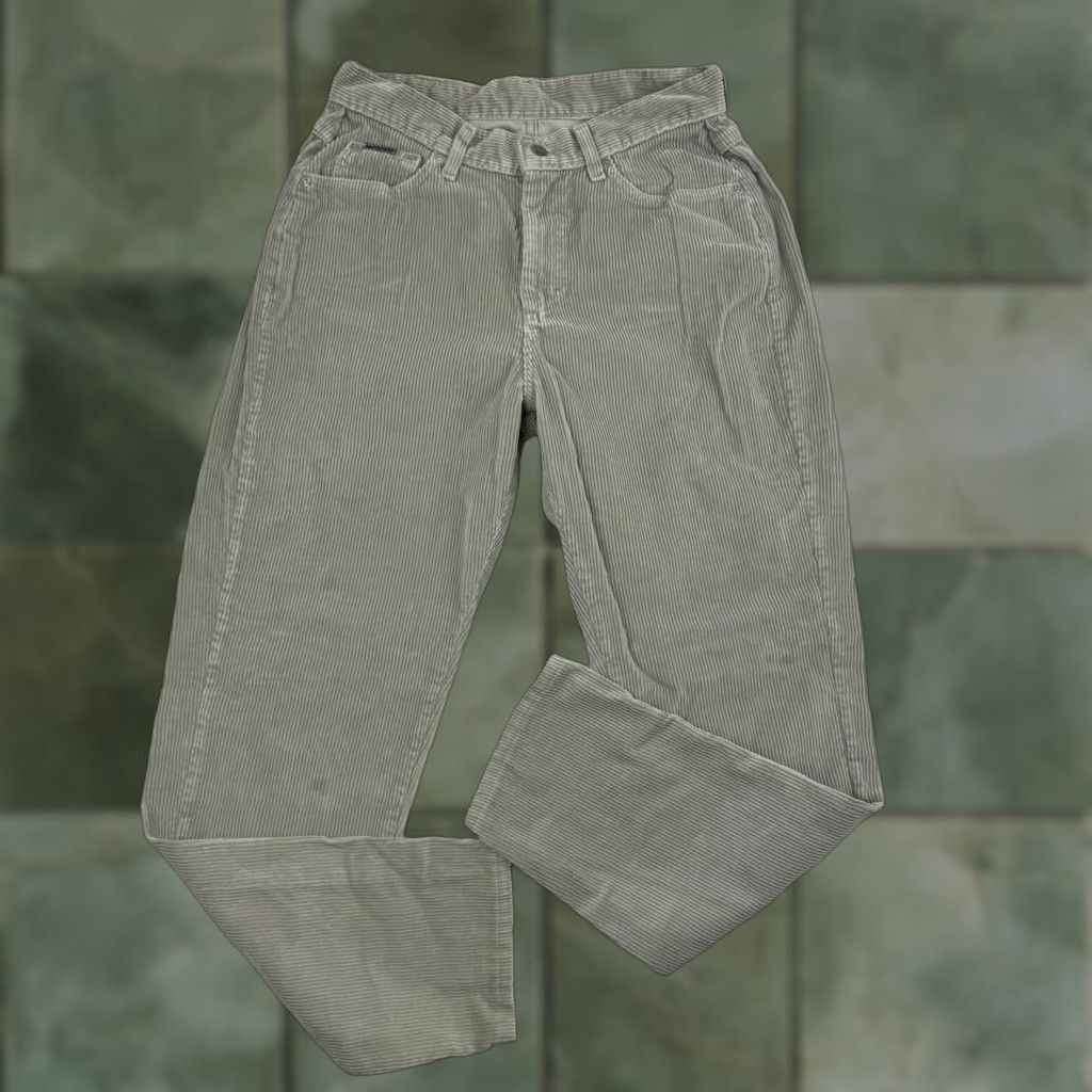 Lee VINTAGE Lee Riveted Corduroy Pants Womens 12 Med Ivory Mom Jeans 90s High Waist Size 34" / US 12 / IT 48 - 1 Thumbnail
