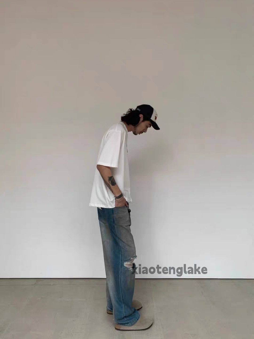 Jean × Vintage washed faded stain paint,damage loose baggy jeans Size US 28 / EU 44 - 7 Thumbnail