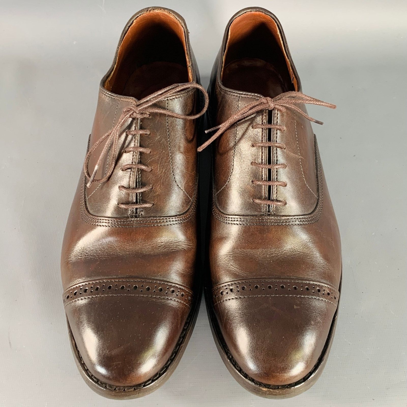 Allen Edmonds Fifth Avenue Brown Leather Oxford Cap Toe Lace-Up Shoes Size US 11 / EU 44 - 4 Thumbnail