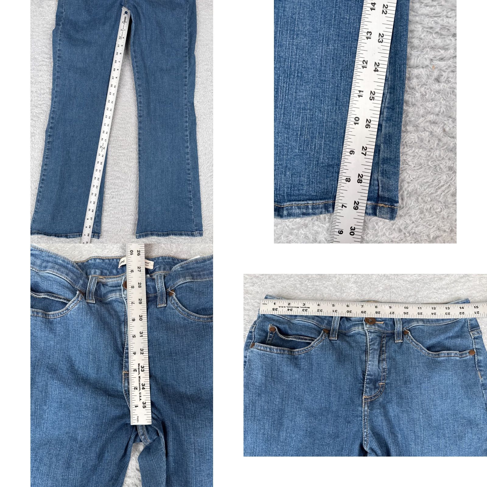 Lee Lee Jeans Women Boots Cut Denim 29x30 Blue Mid Rise 10 Regular Inseam 30 5-Pocket Cotton Blend Vintage No - Size 32" / US 10 / IT 46 - 8 Thumbnail