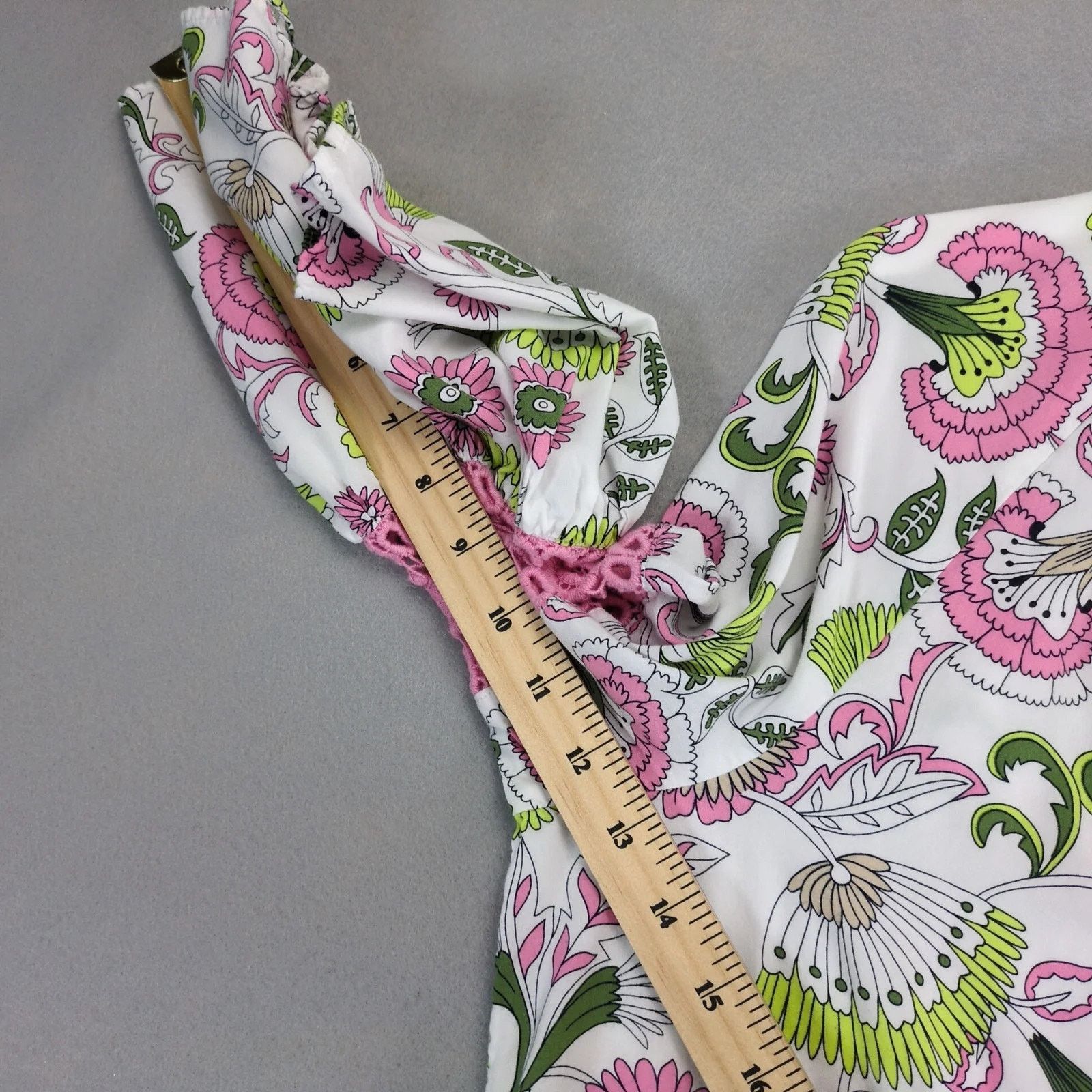 Other Crown & Ivy Pink Floral Print Crochet Bell Sleeve Blouse XL Size XL / US 12-14 / IT 48-50 - 7 Thumbnail