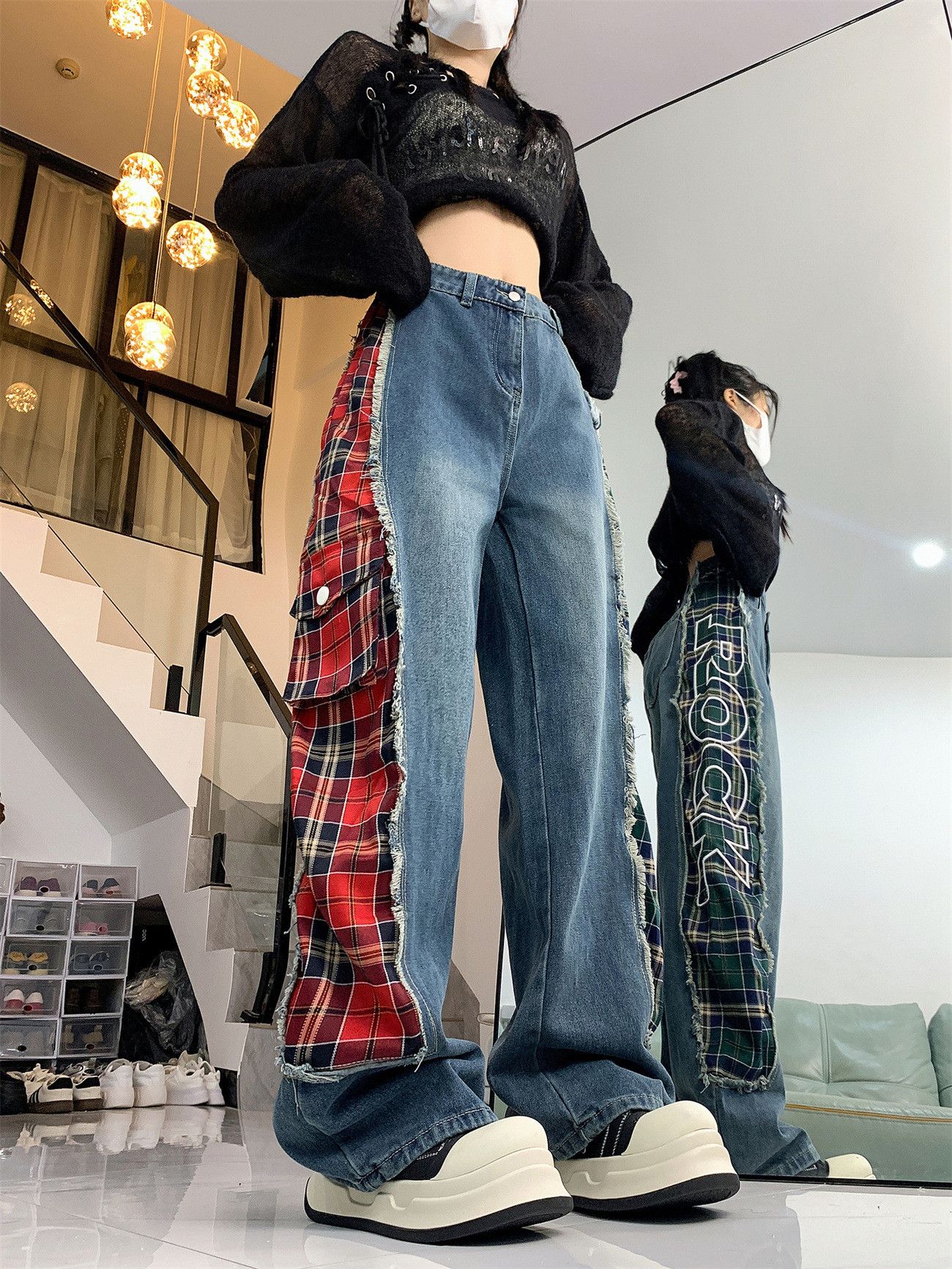 Japanese Brand × Jean High Street Splicing Letter Jeans Size US 30 / EU 46 - 6 Thumbnail
