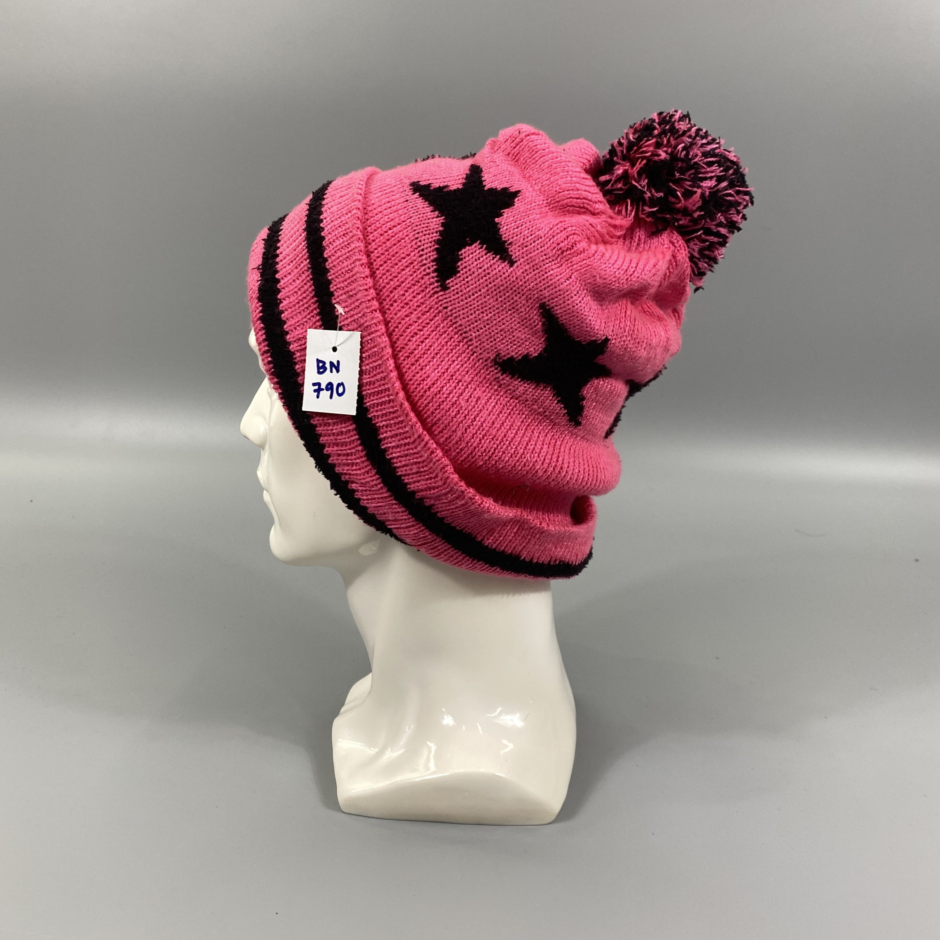 Japanese Brand Knit Star Pattern Beanie Pom Pom -BN790 Size ONE SIZE - 1 Thumbnail