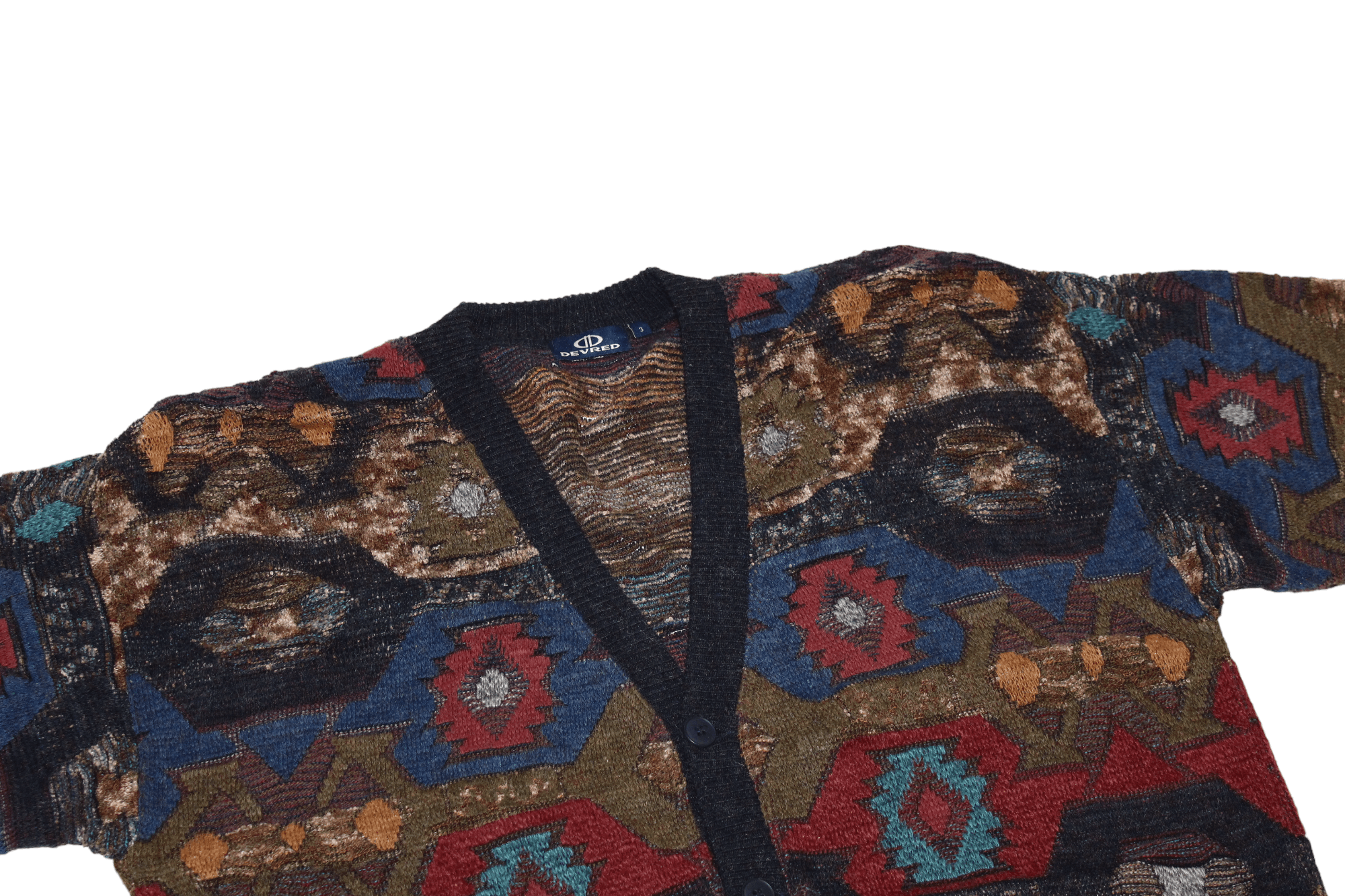 Homespun Knitwear VTG Devred Paris Navajo Pattern Crochet Cardigan Size US XXL / EU 58 / 5 - 3 Thumbnail