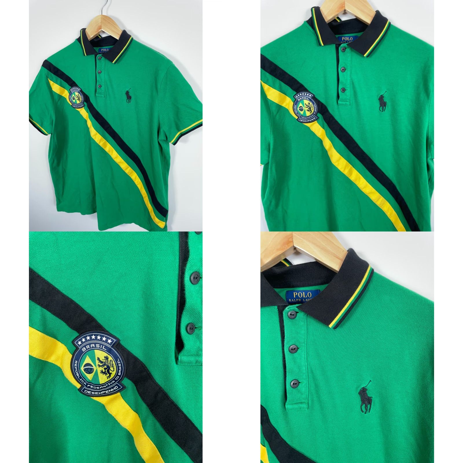 Polo Ralph Lauren Polo Ralph Lauren Shirt Men's 2XL Green Yellow Custom Slim Fit Brazil Size US XXL / EU 58 / 5 - 8 Thumbnail