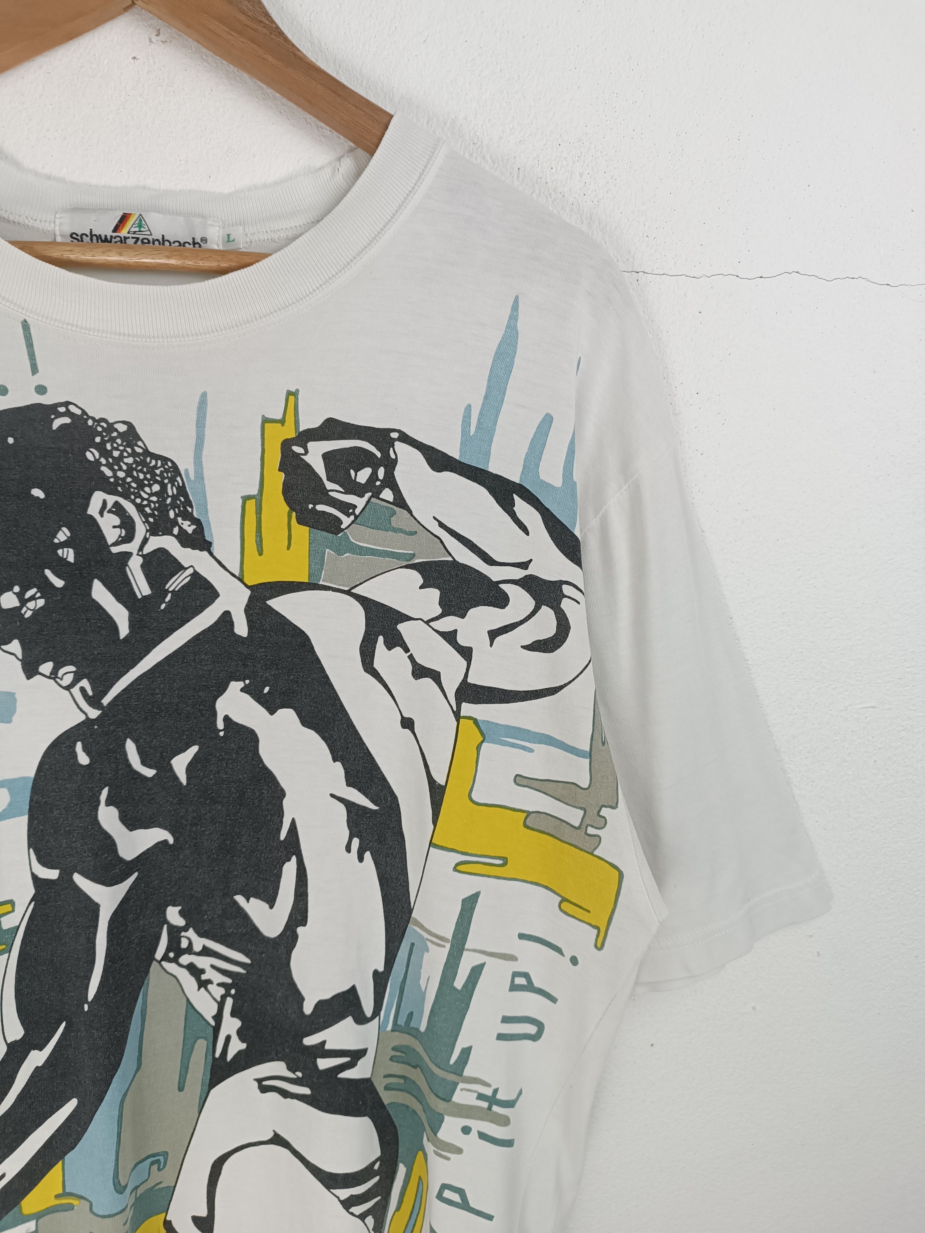 Vintage VINTAGE 90'S SCHWARZENBACH GYM BODY BUILDERS AOP TEE Size US L / EU 52-54 / 3 - 6 Thumbnail