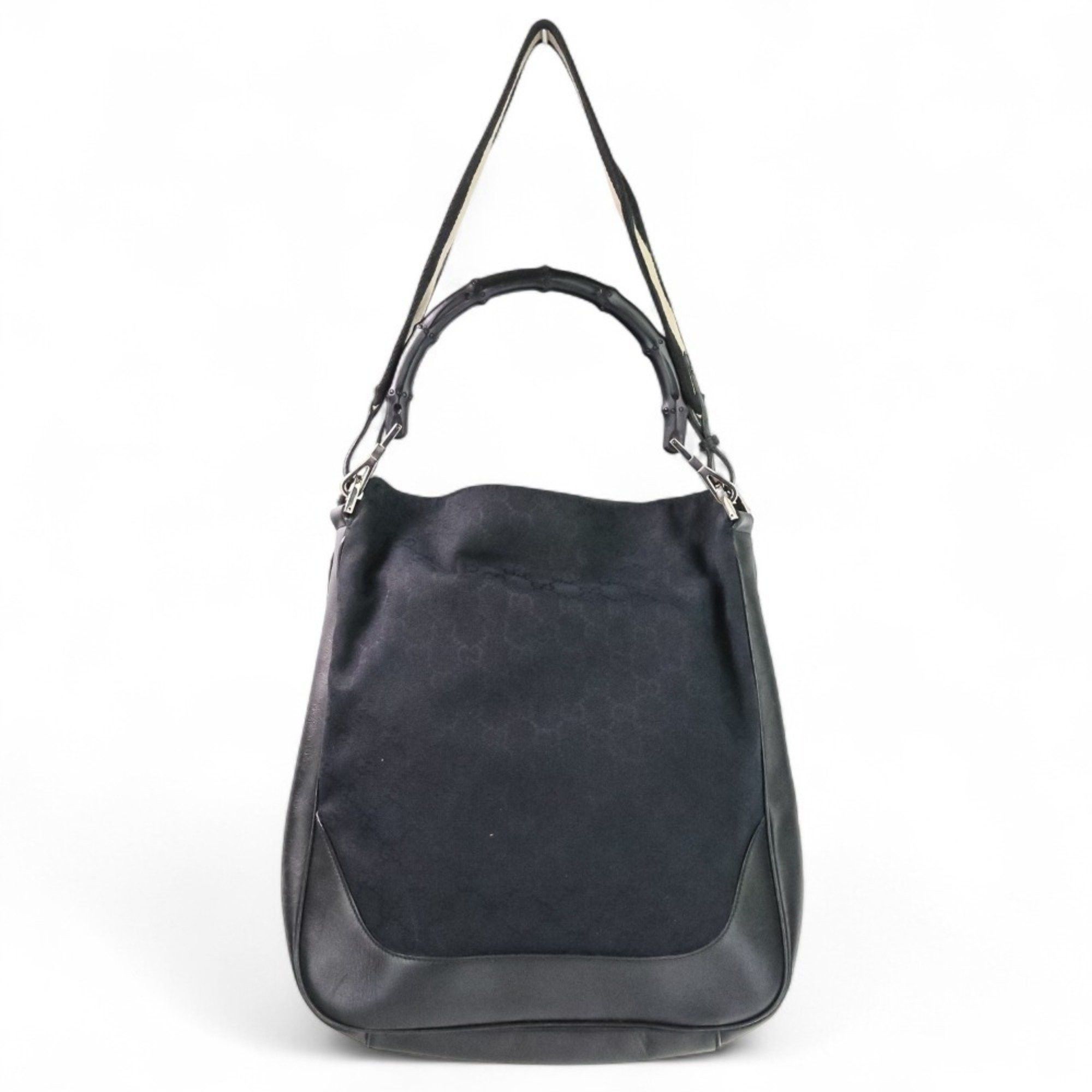 GUCCI Bamboo GG Canvas 2-Way Handbag/One-Shoulder Bag 4058 Black for Men and Women