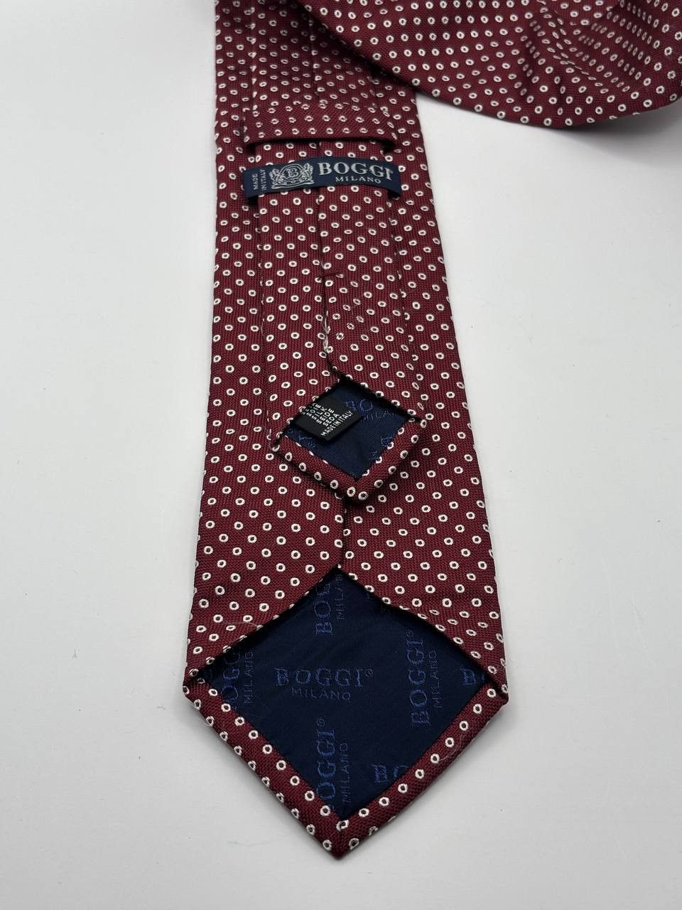 Boggi Boggi Milano Italy Burgundy Silk Geometric Tie Size ONE SIZE - 1 Thumbnail