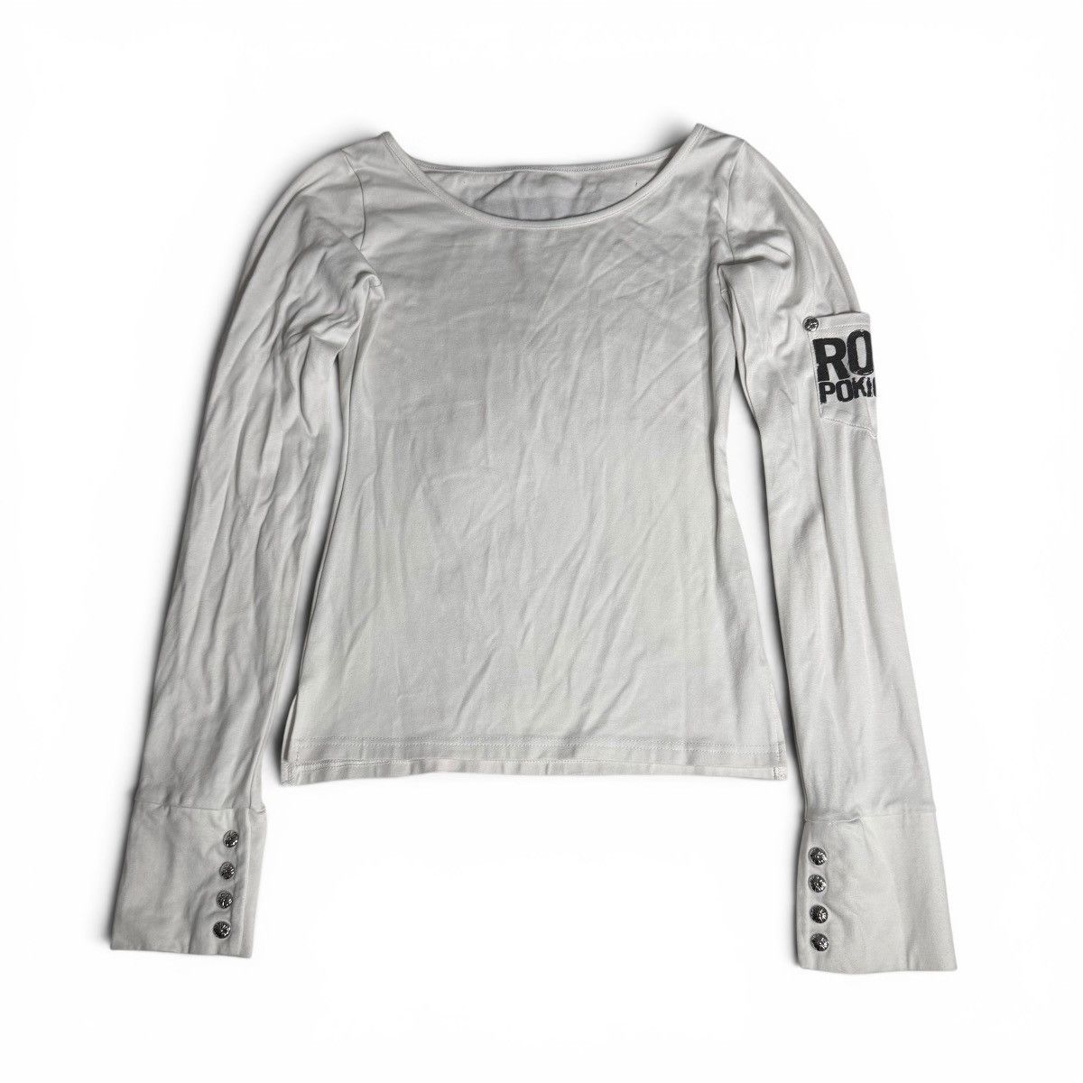 Other Graphic White Long Sleeve Tee w/ Pocket + Cross Button Cuffs Size M / US 6-8 / IT 42-44 - 2 Thumbnail