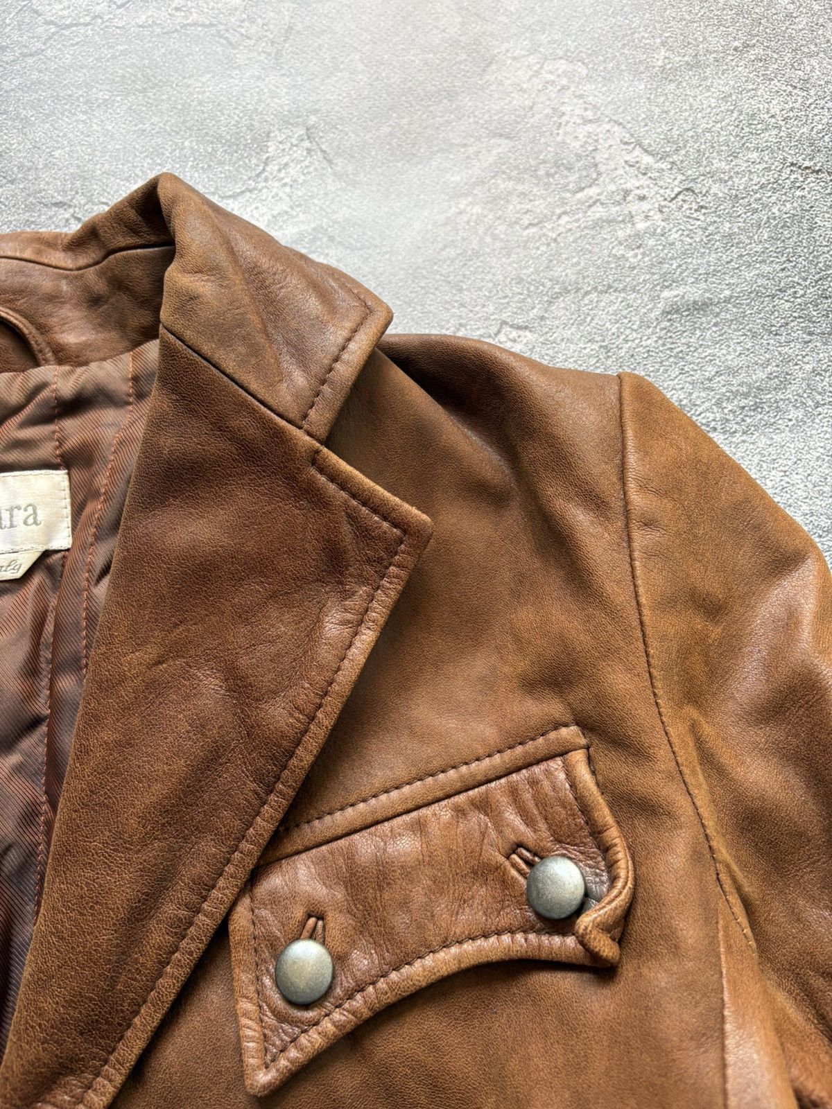 Max Mara Vintage Max Mara Italy Luxury Brown Leather Jacket Size US10 Size L / US 10 / IT 46 - 11 Thumbnail
