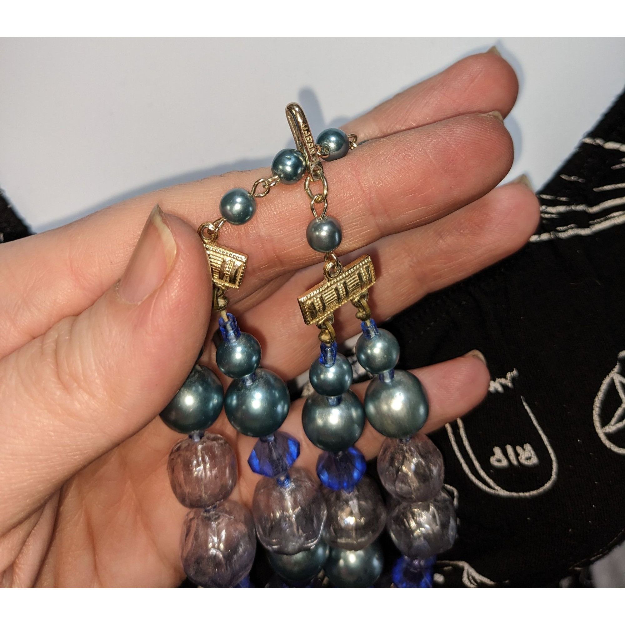 Other Vintage Whimsical Multi-Strand Blue & Clear Bead Necklace Size ONE SIZE - 4 Thumbnail