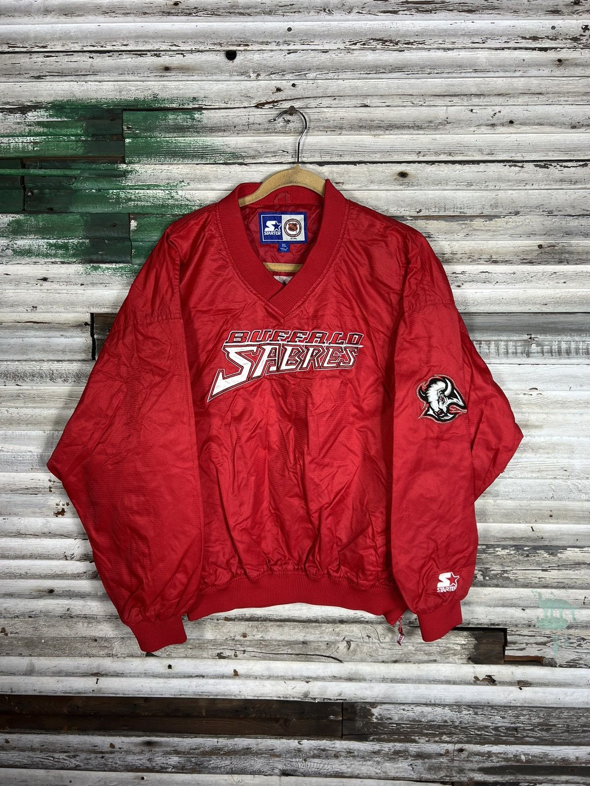 Image of Buffalo Sabres Starter Jacket in Red, Men's (Size XL)