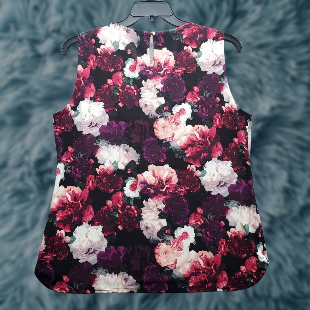 Calvin Klein Calvin Klein Tank Top Womens XL Multicolor Floral Stretch Sleeveless V Neck - Casual Shirt Womens XL Floral Tank Size XL / US 12-14 / IT 48-50 - 1 Thumbnail