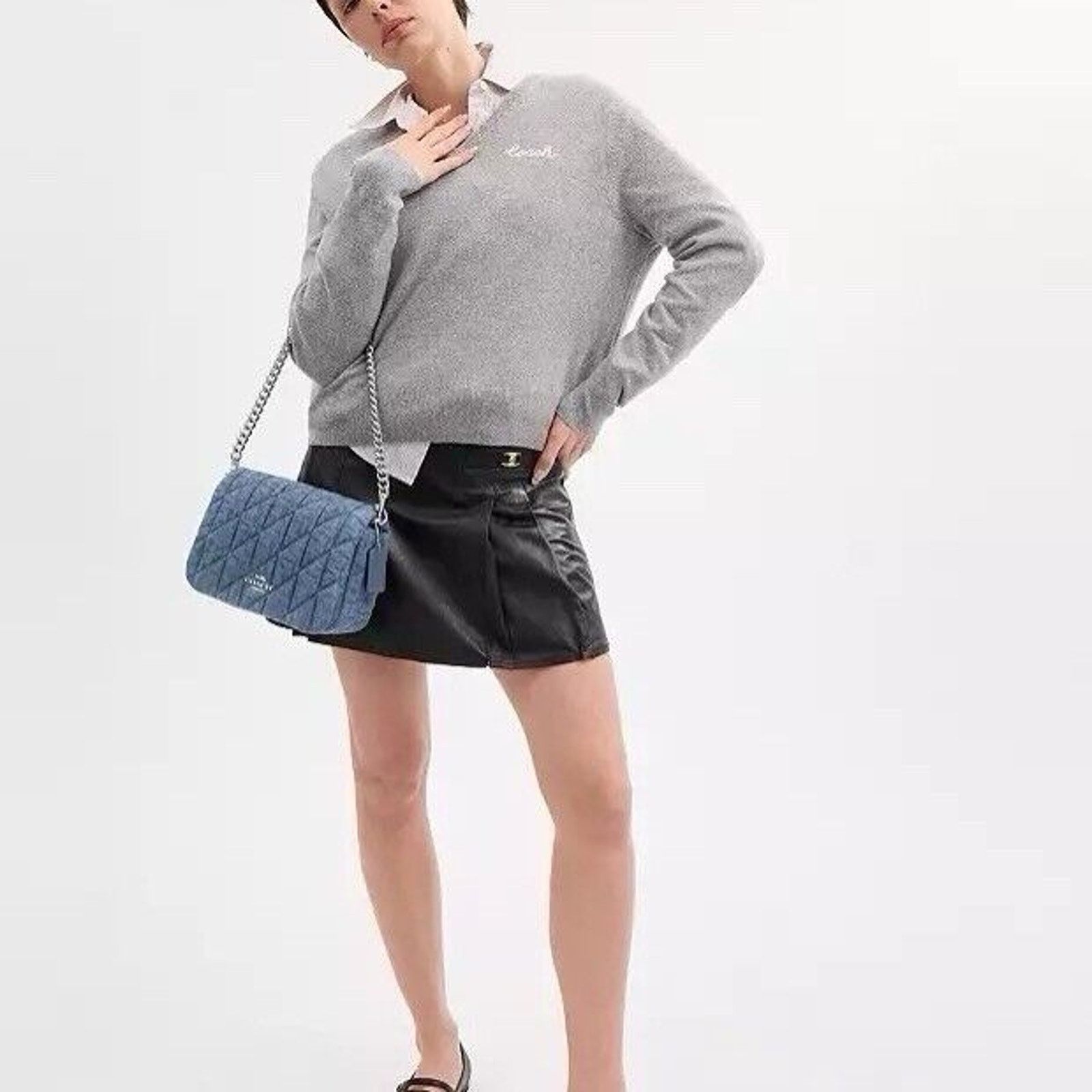 Coach NWT Coach Quinn Bag With Quilting CAK40 Silver /Indigo Size ONE SIZE - 8 Thumbnail