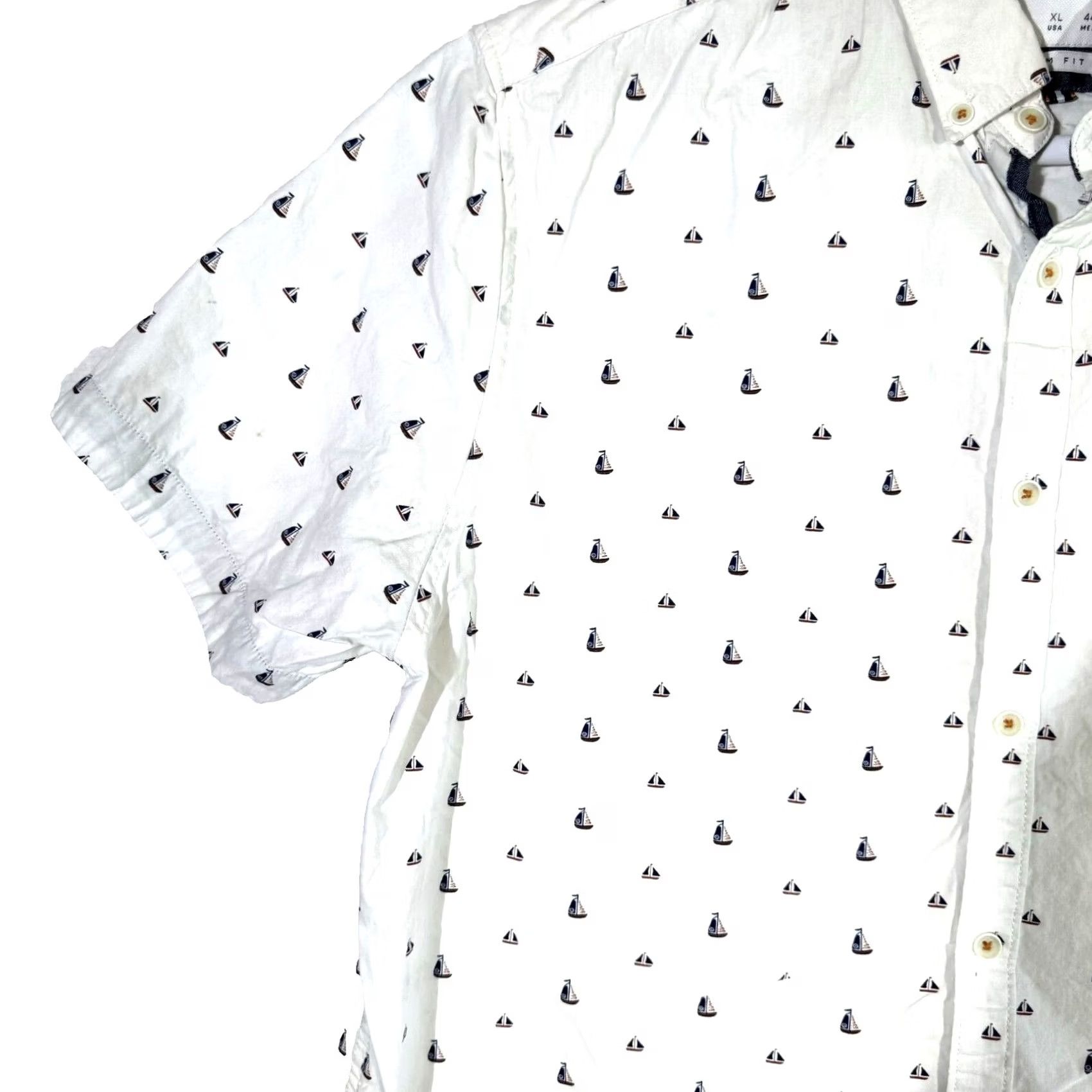 Vintage Cactus Man Shirt XL White Sailboat Graphic Slim Fit Button-Down Men’s M469 Size US XL / EU 56 / 4 - 4 Thumbnail
