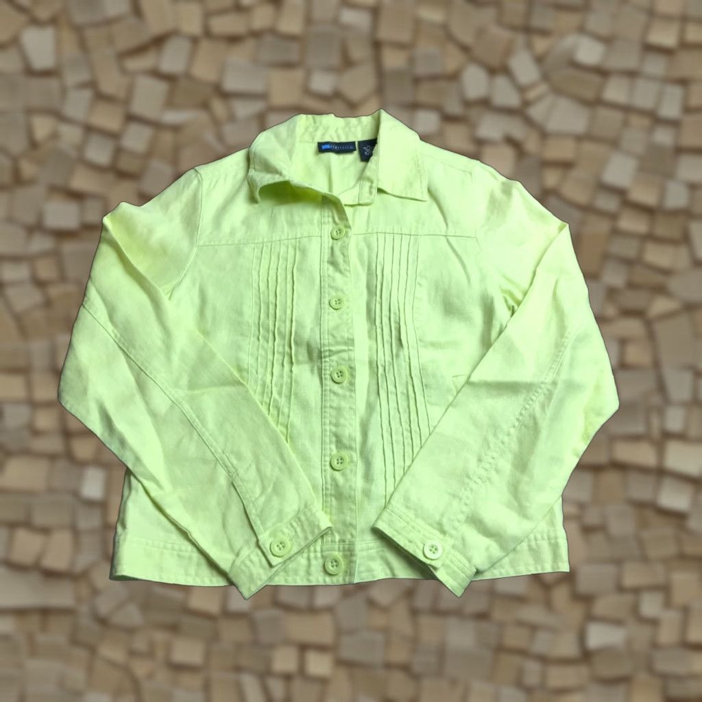 Vintage Relativity Jacket Women's Size Medium Green 100% Linen Button Up Regular Jacket Mens? No, Women. Size M / US 6-8 / IT 42-44 - 1 Thumbnail