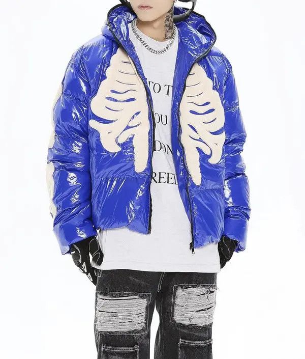 VIBE Skeleton Puffer Jacket Gothic Rock Punk Size US XL / EU 56 / 4 - 5 Thumbnail
