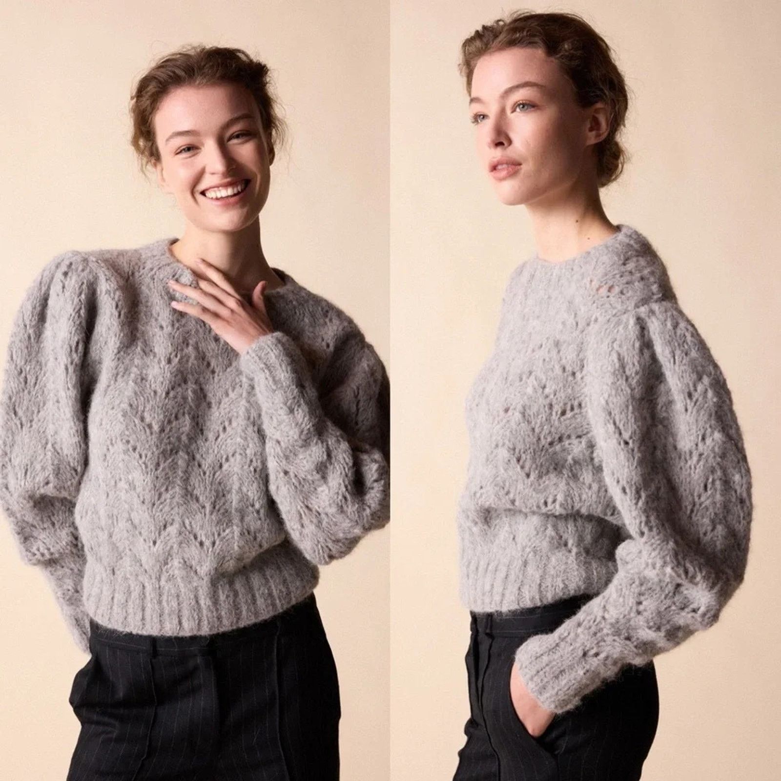 Designer New St.Roche Ivy Sweater Superfine Alpaca Pullover Grey L Size L / US 10 / IT 46 - 2 Thumbnail