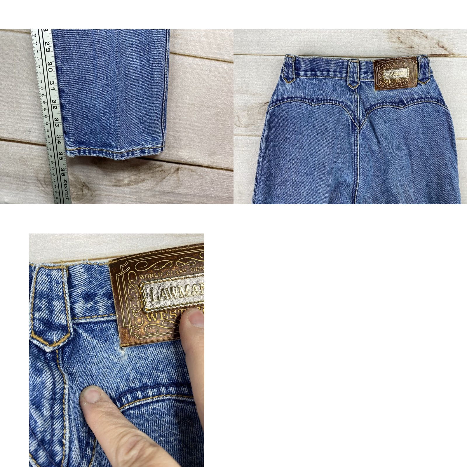 Vintage VINTAGE Lawman Jeans Womens Jr 3 Western Denim High Rise 35” Inseam Blue 80s 90s Cowboy Bootscut Jeans Womens Size 26" / US 2 / IT 38 - 8 Thumbnail