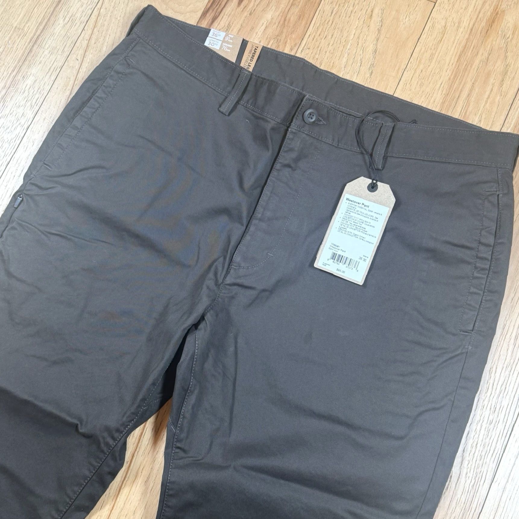 Prana NWT prAna Westover Pants Mens 36x30 Tapered Leg Dark Iron Gray Chino Size 36 Regular Mens Gender: Mens Size US 36 / EU 52 - 6 Thumbnail