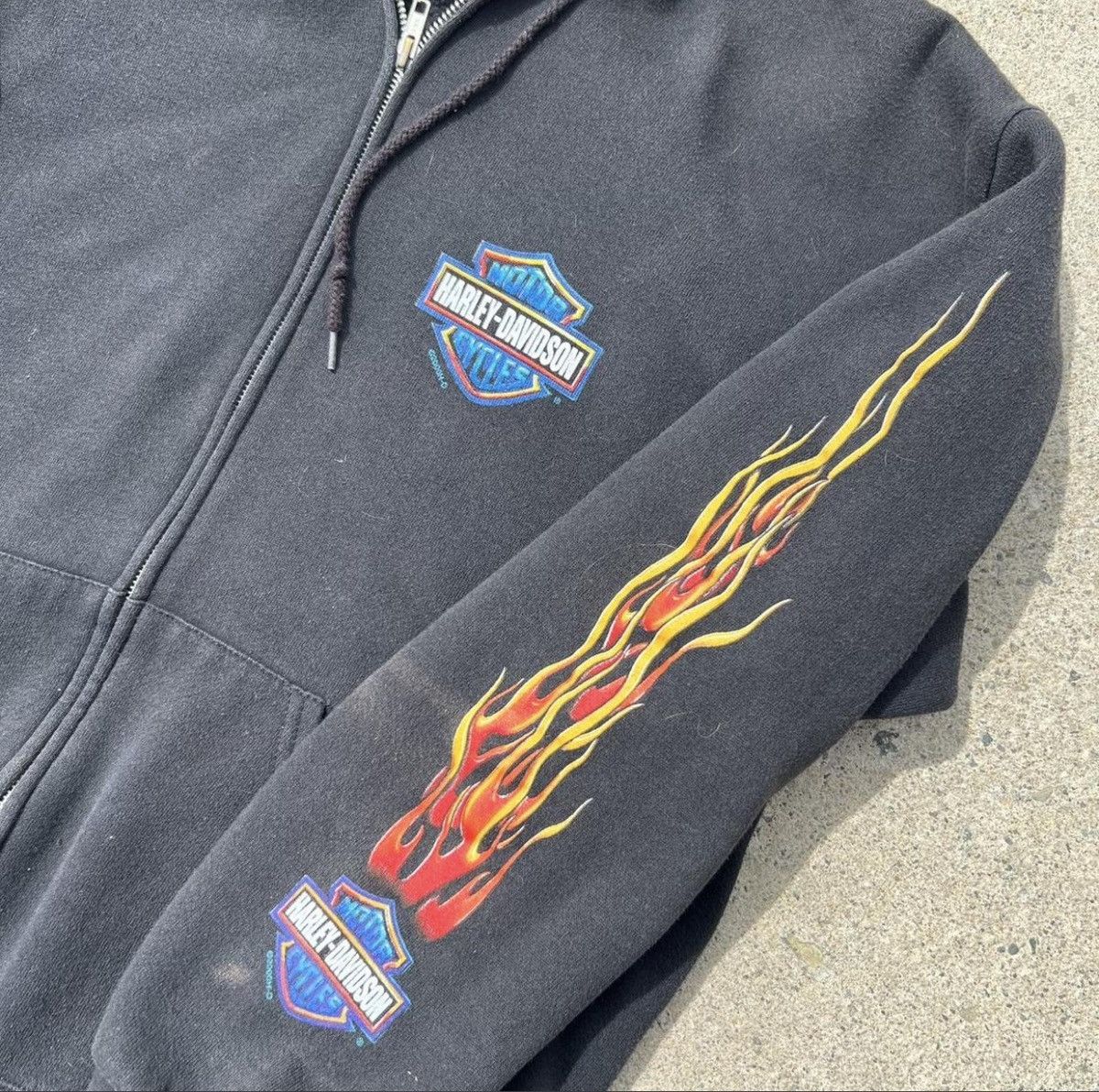 Harley Davidson (L) CRAZY FLAMES VINTAGE Harley Davidson Zip Up Hoodie Size US L / EU 52-54 / 3 - 4 Thumbnail