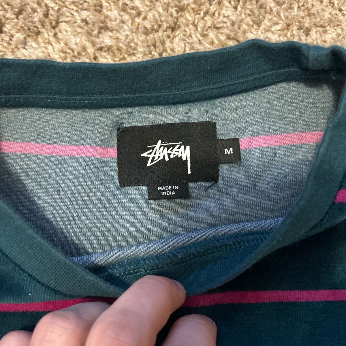 Stussy Stussy Striped Long Sleeve Green/Pink Size US M / EU 48-50 / 2 - 2 Thumbnail