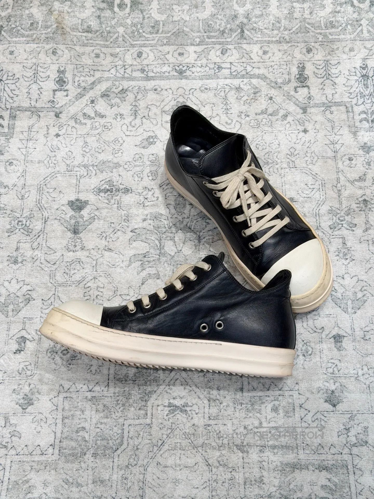 Rick Owens Rick Owens Low-Top Leather Black White. Size US 10 / EU 43 - 5 Thumbnail