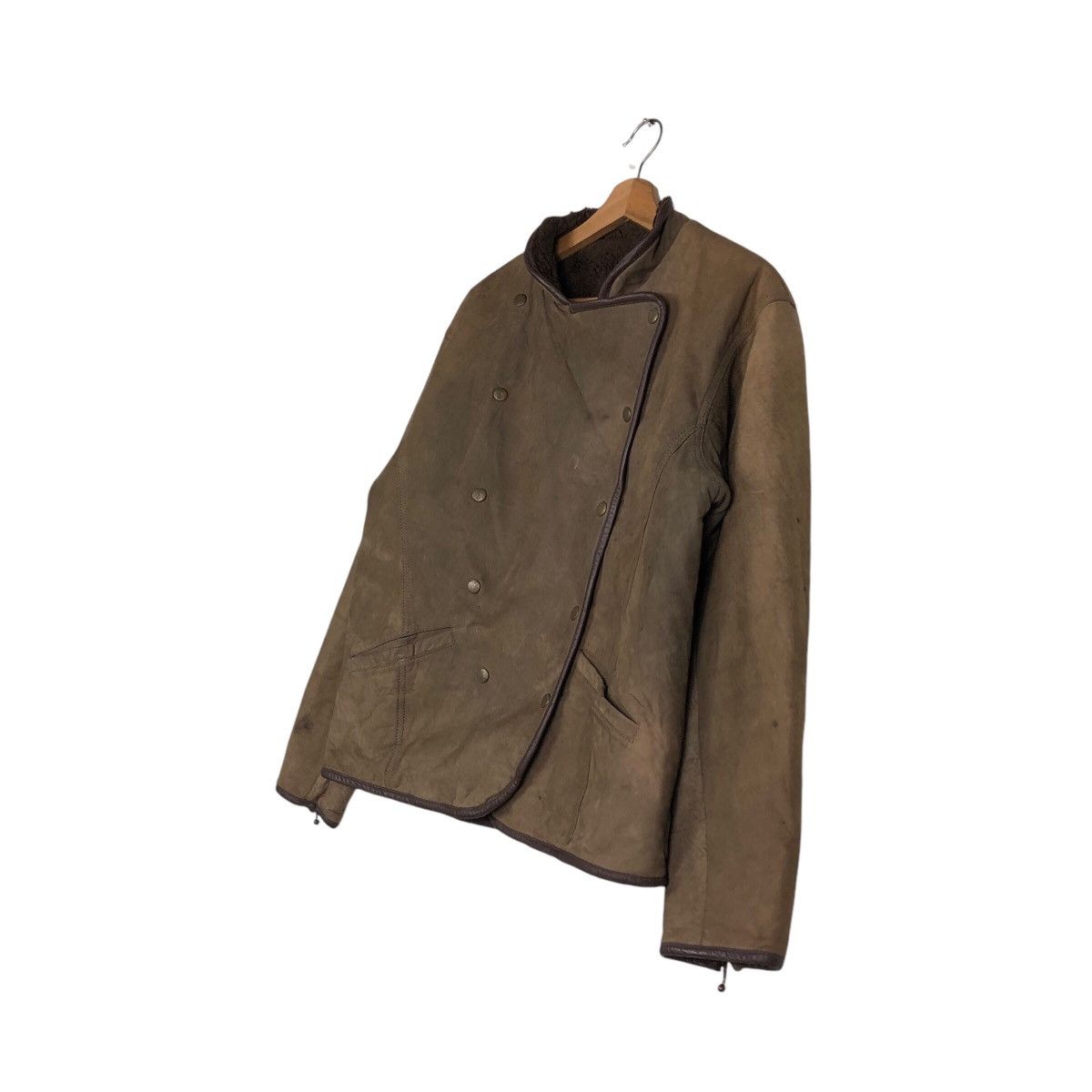 Japanese Brand 📌 Biker Leather Jacket Double Collar Shearling Issey Miyake Size US M / EU 48-50 / 2 - 3 Thumbnail